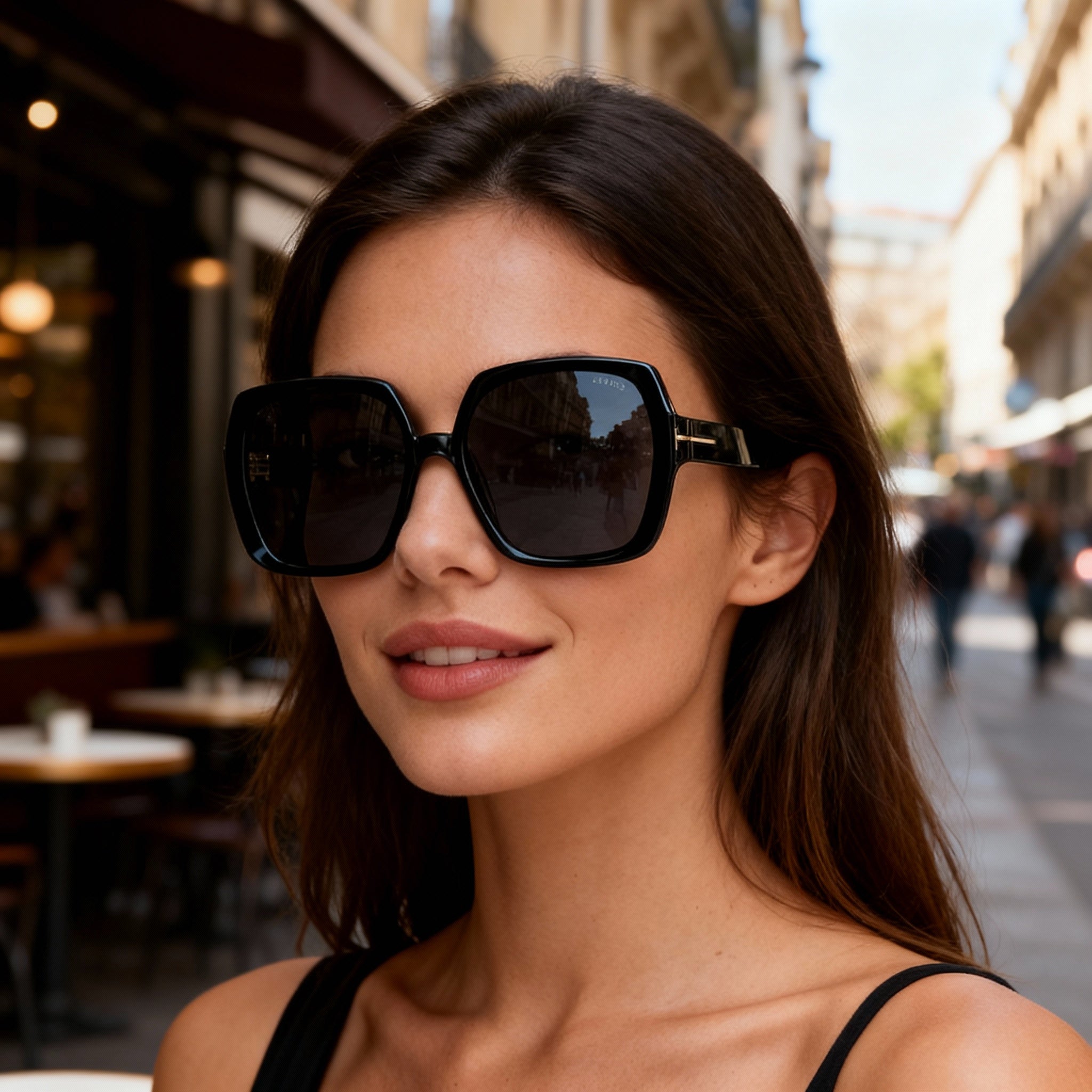 Tom Ford FT1221 Classic Unisex Full Rim Square Polarized Shiny Black Plastic Sunglasses with Smoke Lenses 60-19-135mm, Photo 3