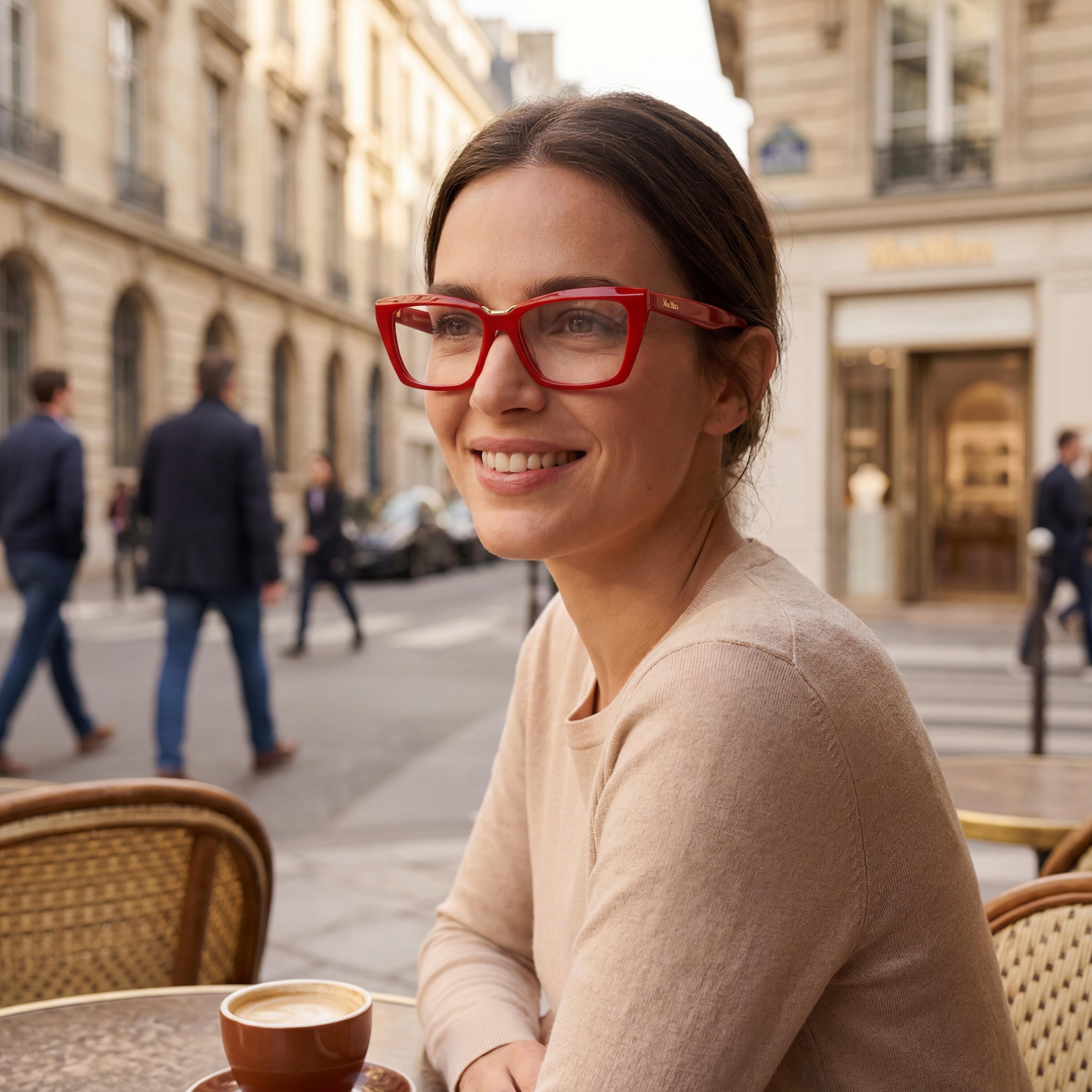 Gafas de sol de mujer MaxMara MODERNO con montura de plástico rojo oscuro brillante y lentes rojos brillantes de 53 mm, Photo 5