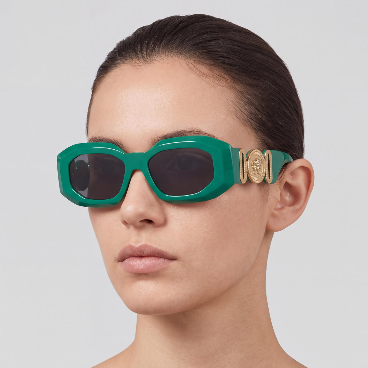 Versace VE4425U Unisex Green Grey Polycarbonate Rectangle Grey Lens UV Protection Prescription Ready Sunglasses 54mm, Photo 4
