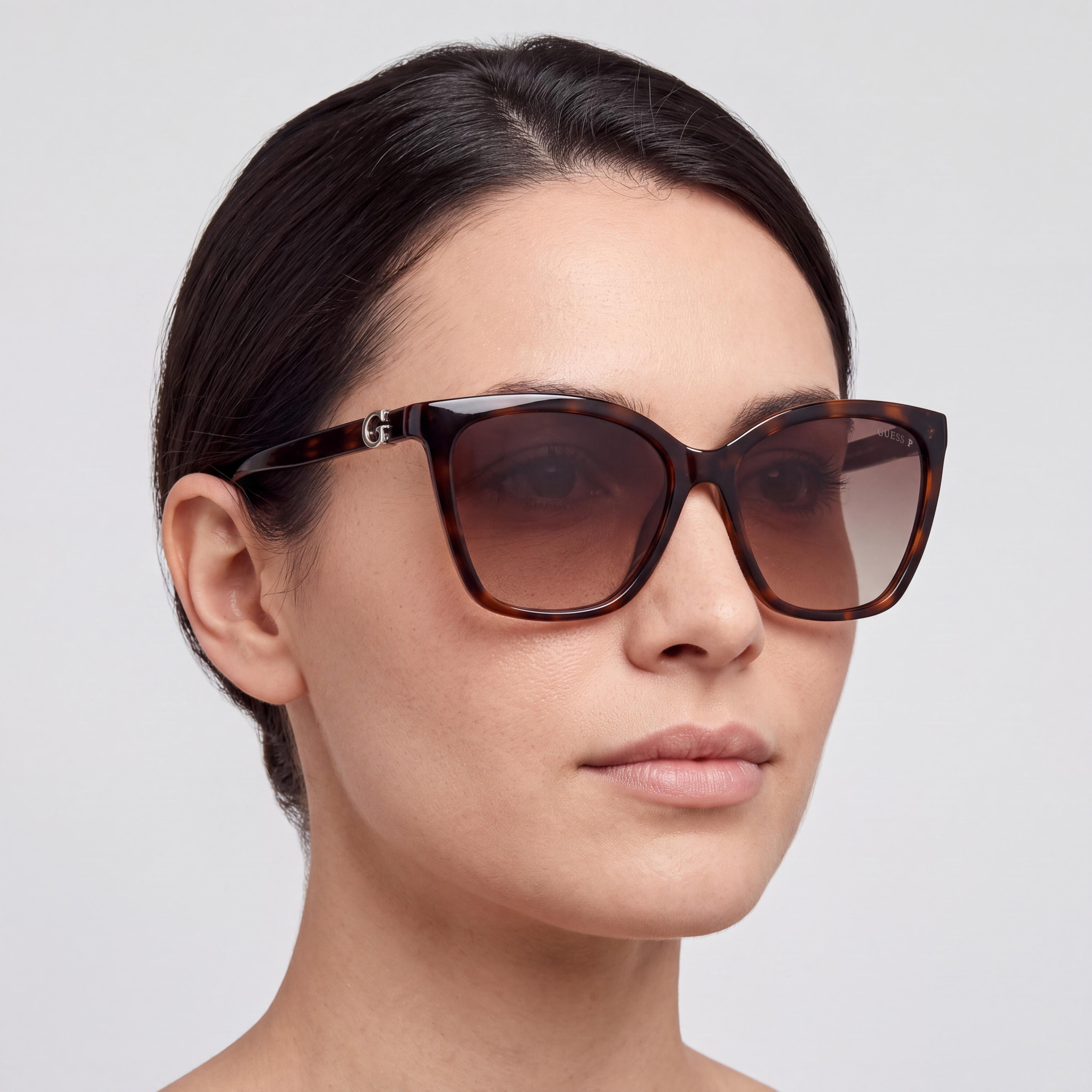 GUESS Gu00191 Women's Dark Havana Injected Frame with Brown Tri Acetate Cellulose Lens 56mm, 100% UV Protection, Photo 3