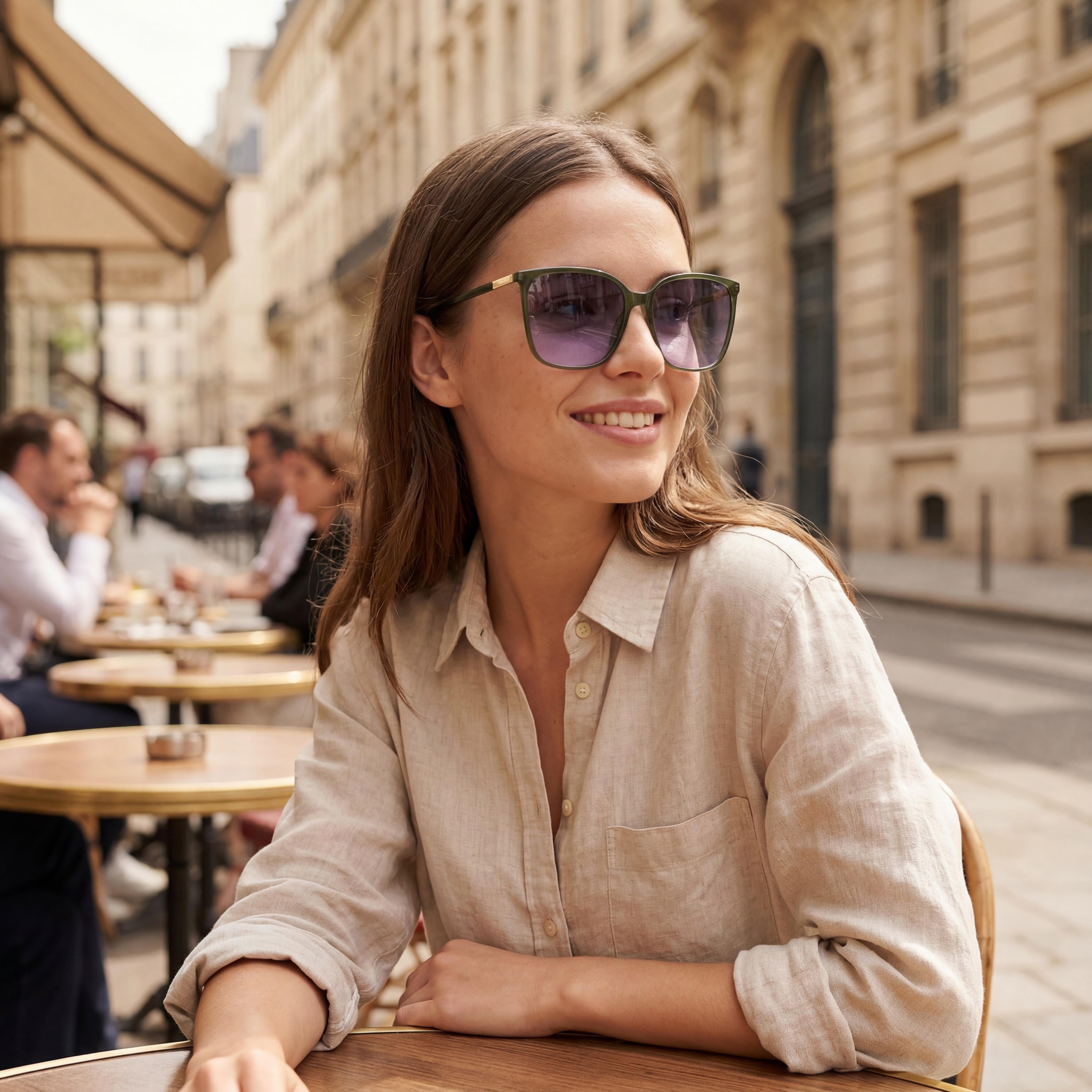 HUGO Contemporary Women's Green Grey Polyamide Frame Green Non-Polarized Sunglasses 57mm, Photo 6