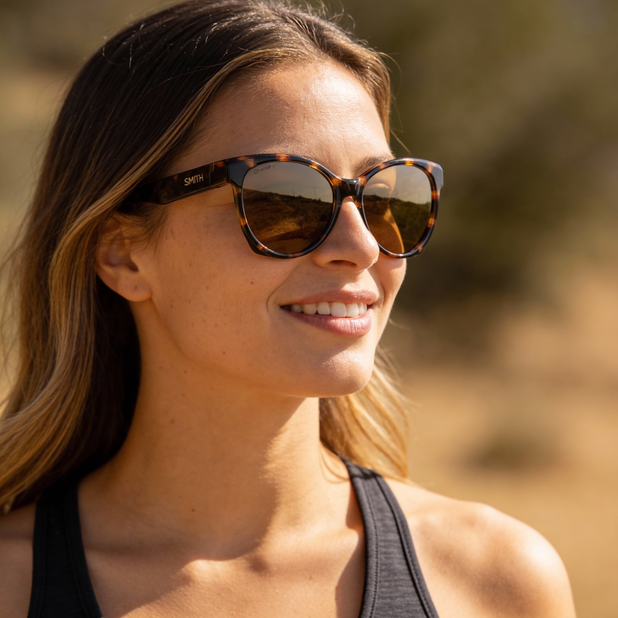 SMITH Women's Fairground UV Protected ChromaPop Polarized Brown Carbon Fibre Dark Tortoise Sunglasses, Photo 5