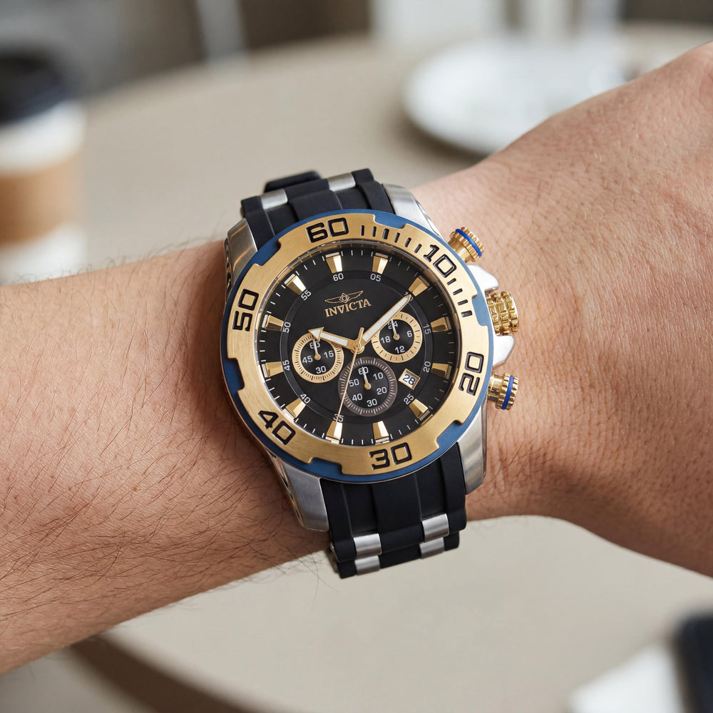 Invicta Pro Diver 30765 Modern Multicolored Unisex Quartz Chronograph Watch with Date & GMT, 50mm Stainless Steel Case, Silicone Strap