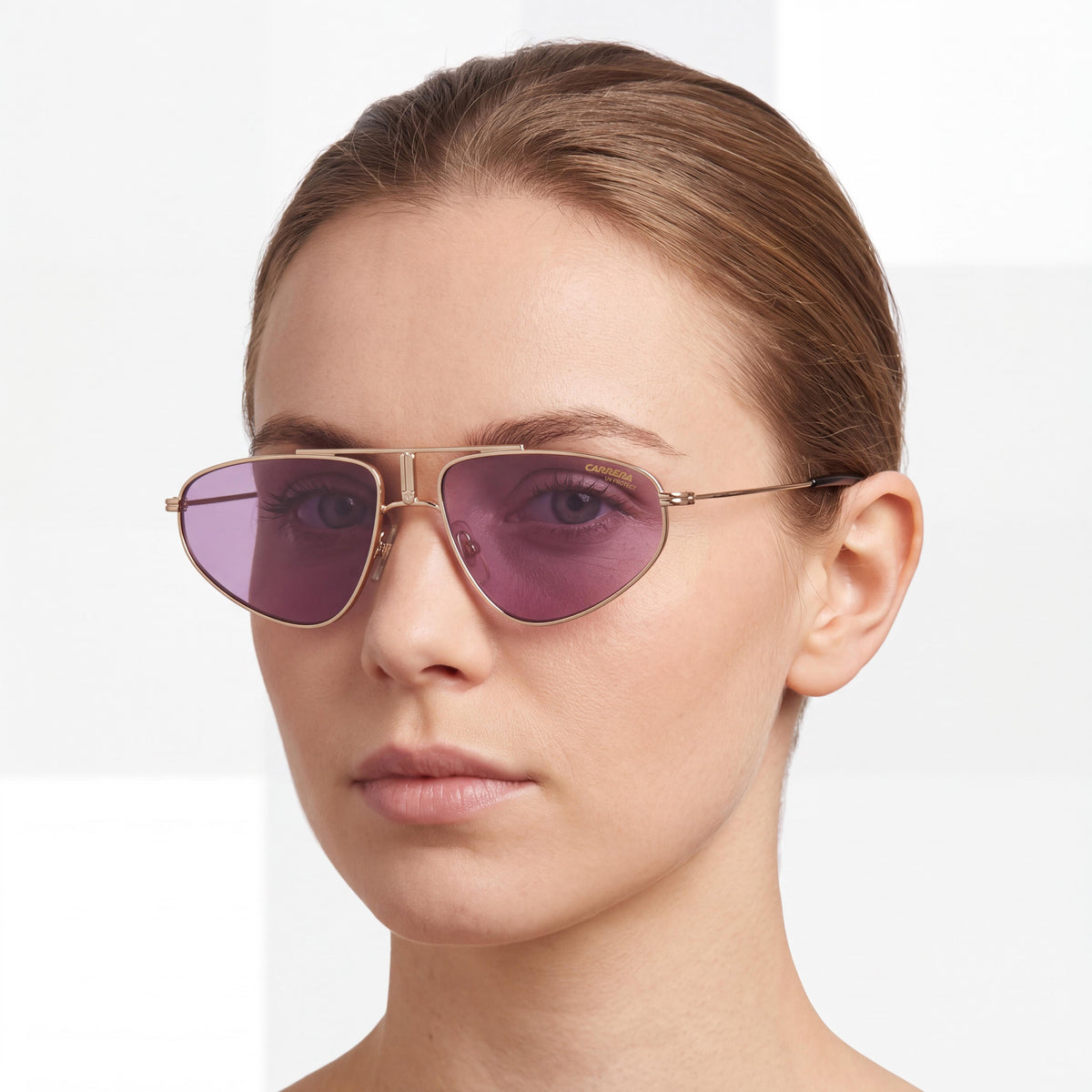 Carrera 1021/S Women's Gold Metal Pilot Sunglasses with Purple Lenses, UV Protection, 58mm, Photo 3