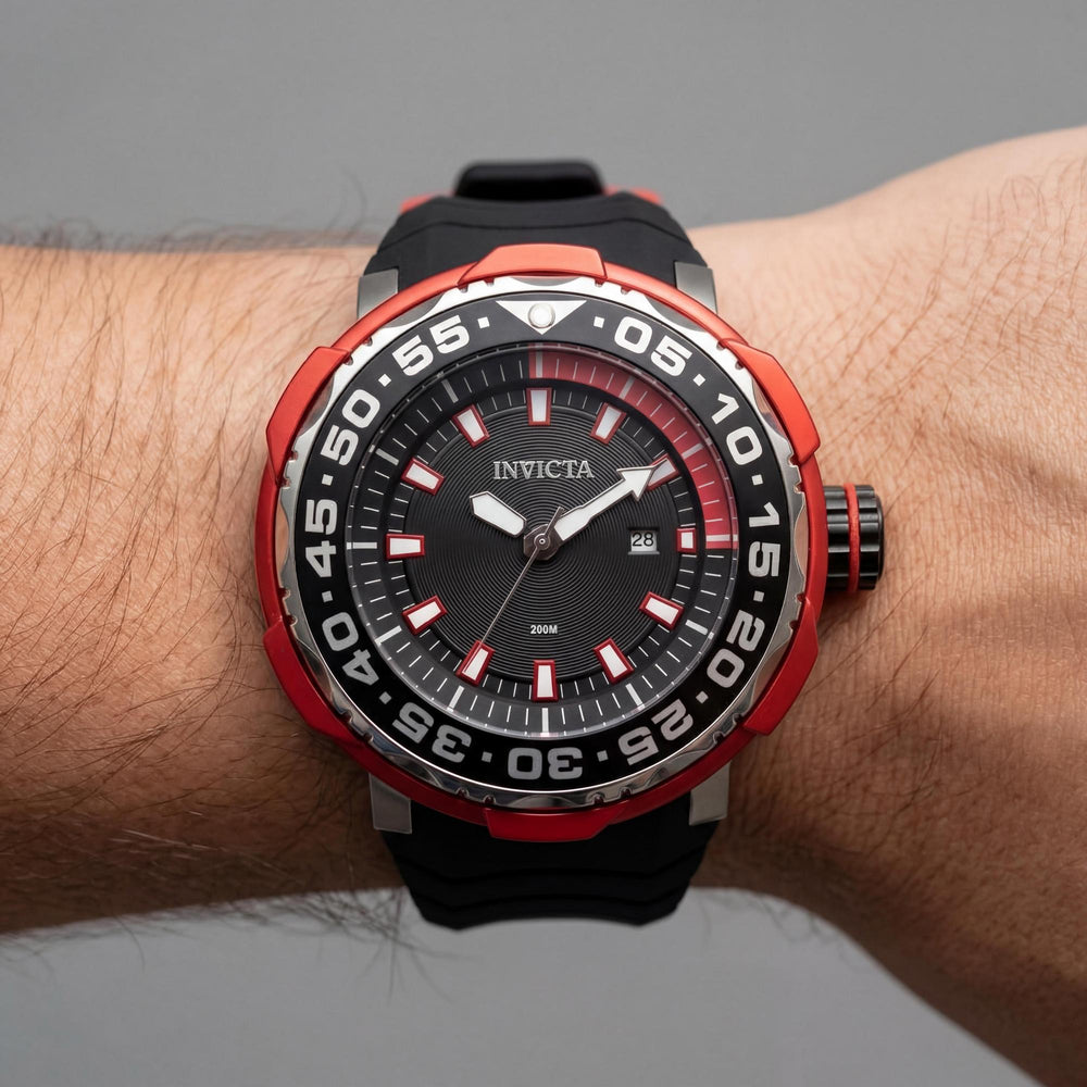 Invicta Pro Diver - Ocean Voyage 48341 Men's 52mm Stainless Steel Black Dial Quartz 20 ATM Silicone Strap Watch