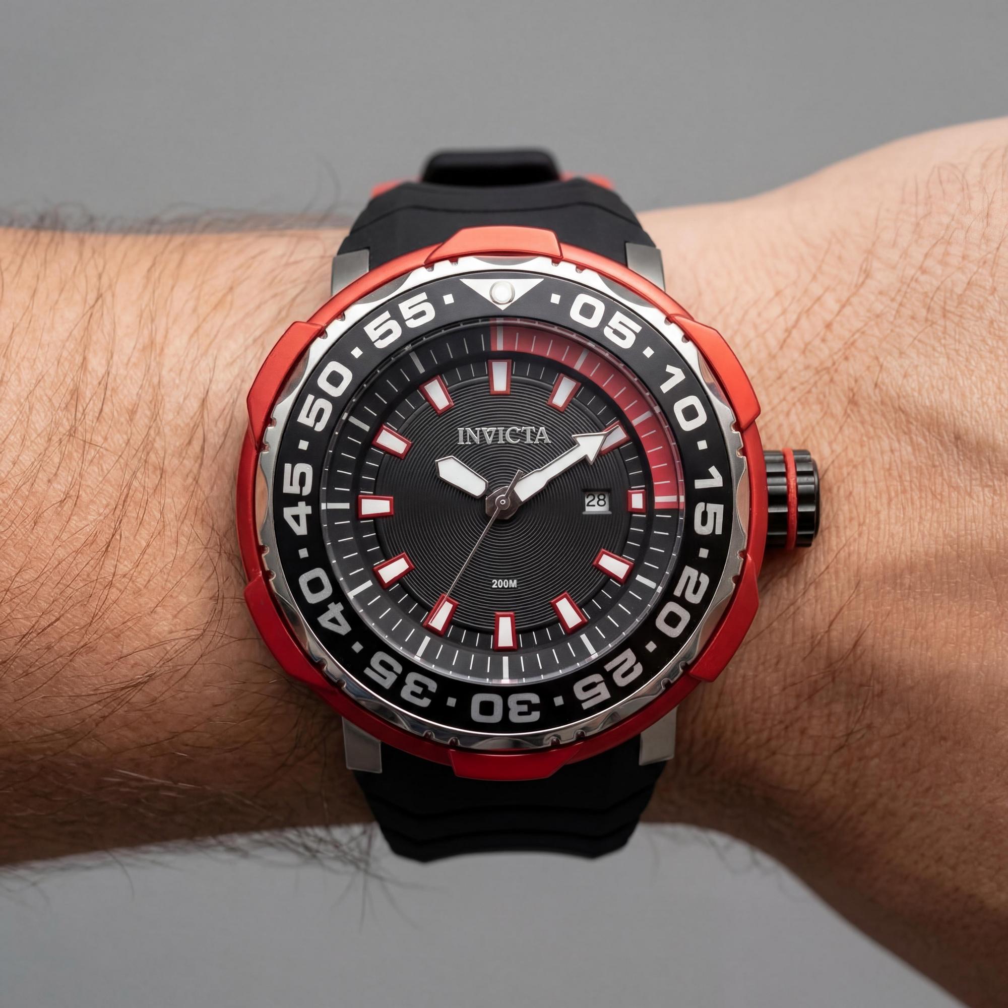 Invicta Pro Diver - Ocean Voyage 48341 Men's 52mm Stainless Steel Black Dial Quartz 20 ATM Silicone Strap Watch, Photo 3