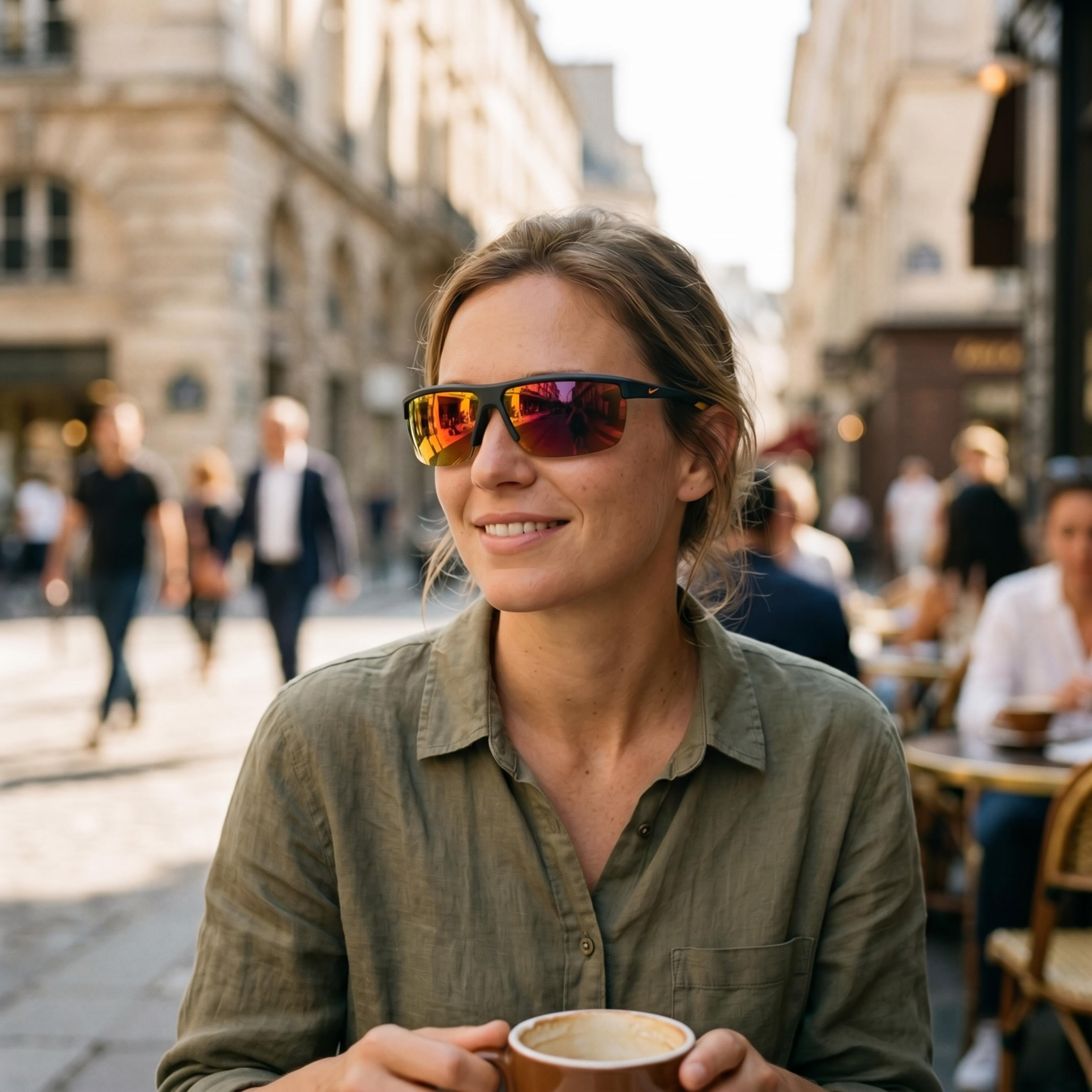 Nike Tempest Unisex Gridiron Orange Plastic Sunglasses with UV Protection Brown Orange Mirror Lenses 60mm, Photo 6