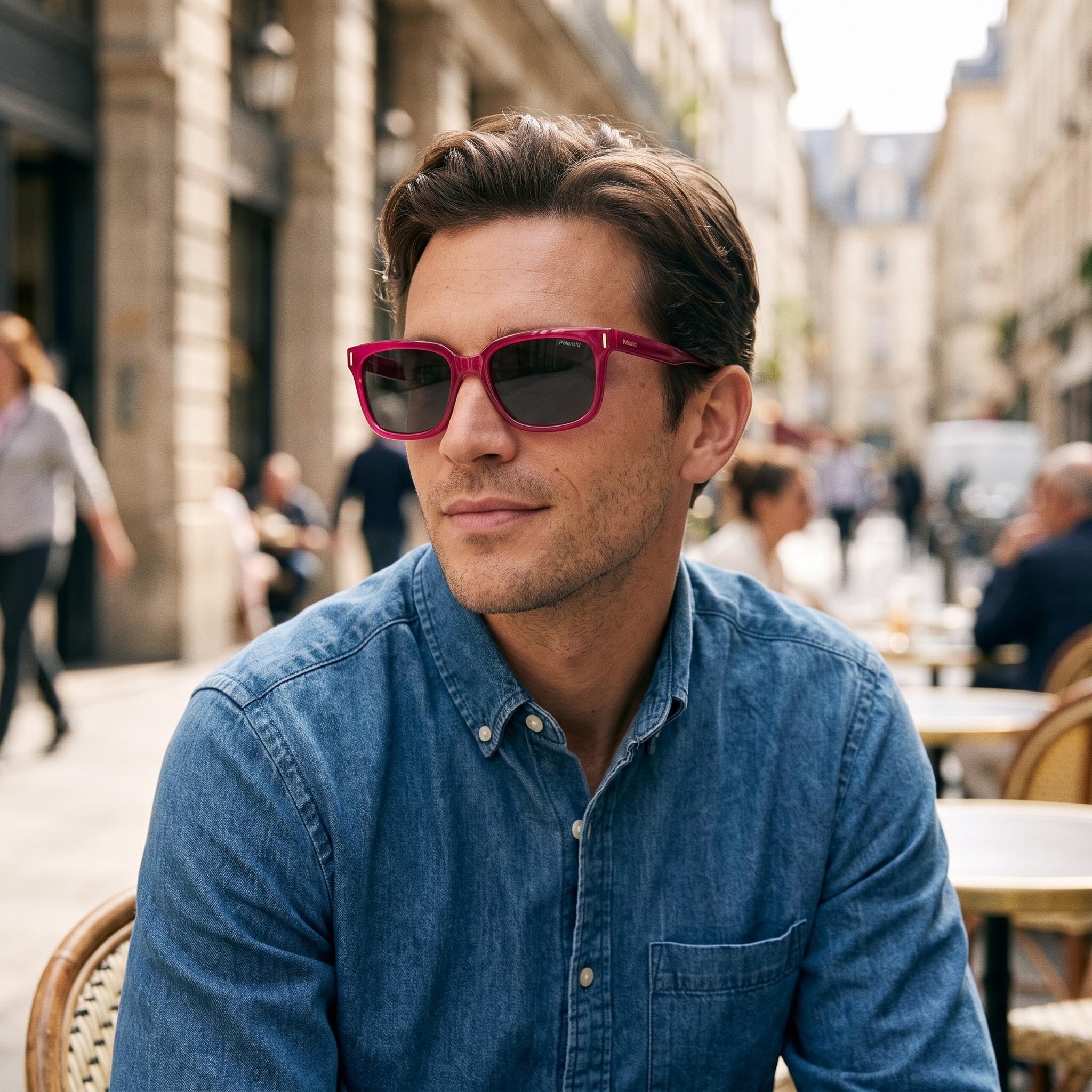 Polaroid Modern Men’s Fuchsia Polycarbonate Frame Grey Polarized UV 400 Protection Sunglasses 54mm, Photo 6