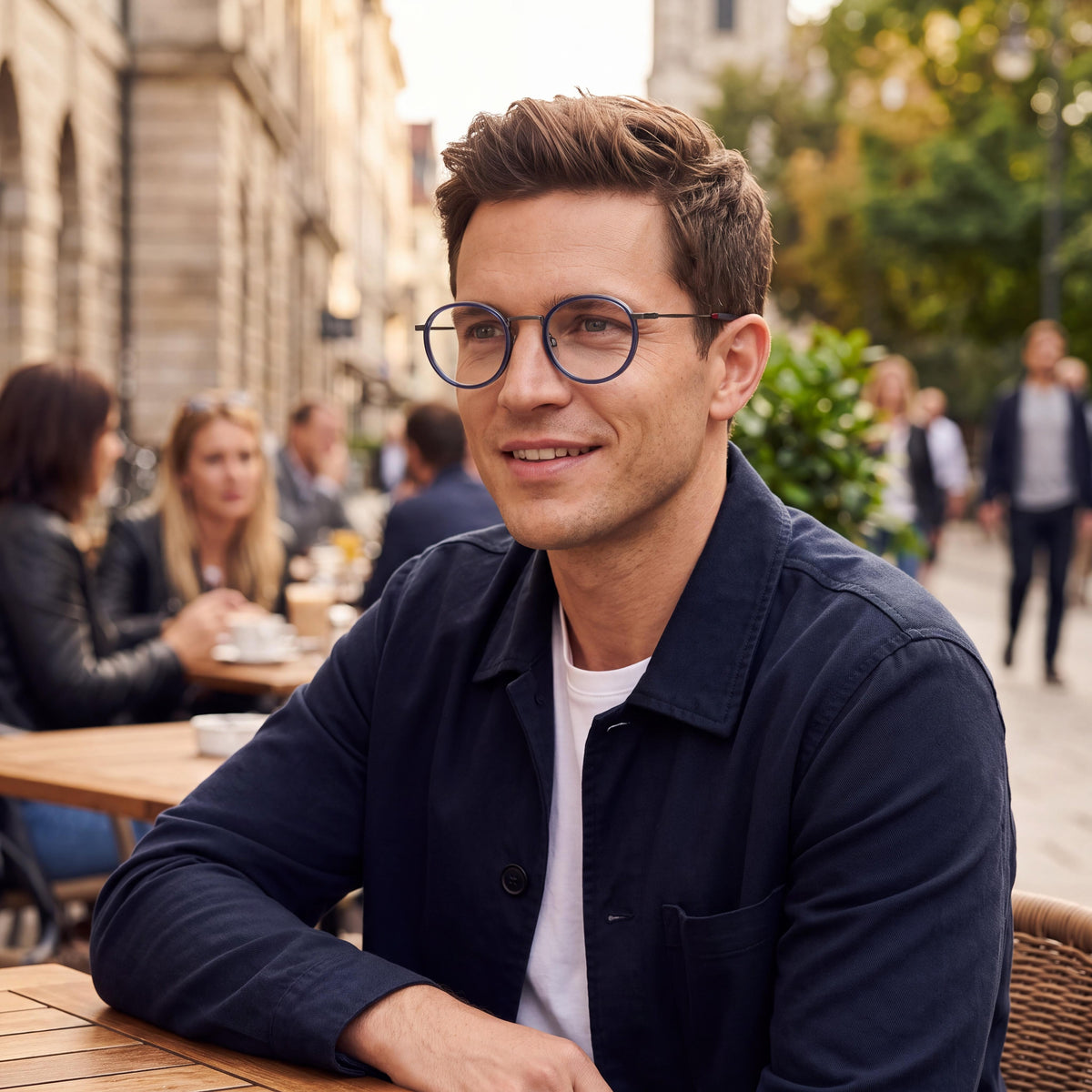 Tommy Hilfiger Men's 1815 Classic Blue Metal Glasses with 49mm Lens Width, 24mm Bridge, and 150mm Temples, Photo 6