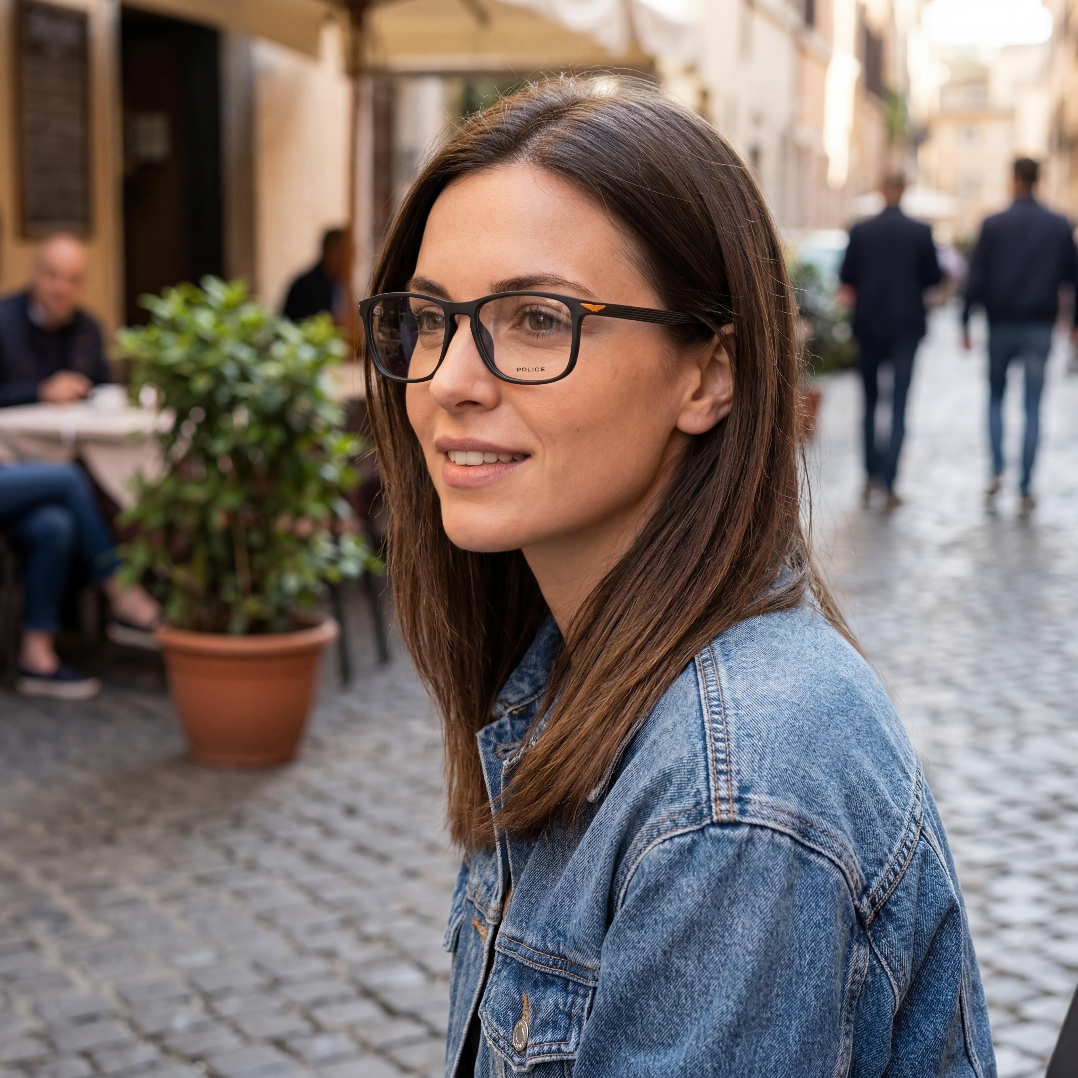 Police Modern VPLA44 Unisex Optical Frames Dark Blue Acetate Frame Transparent Polycarbonate Lenses 54mm, Photo 3