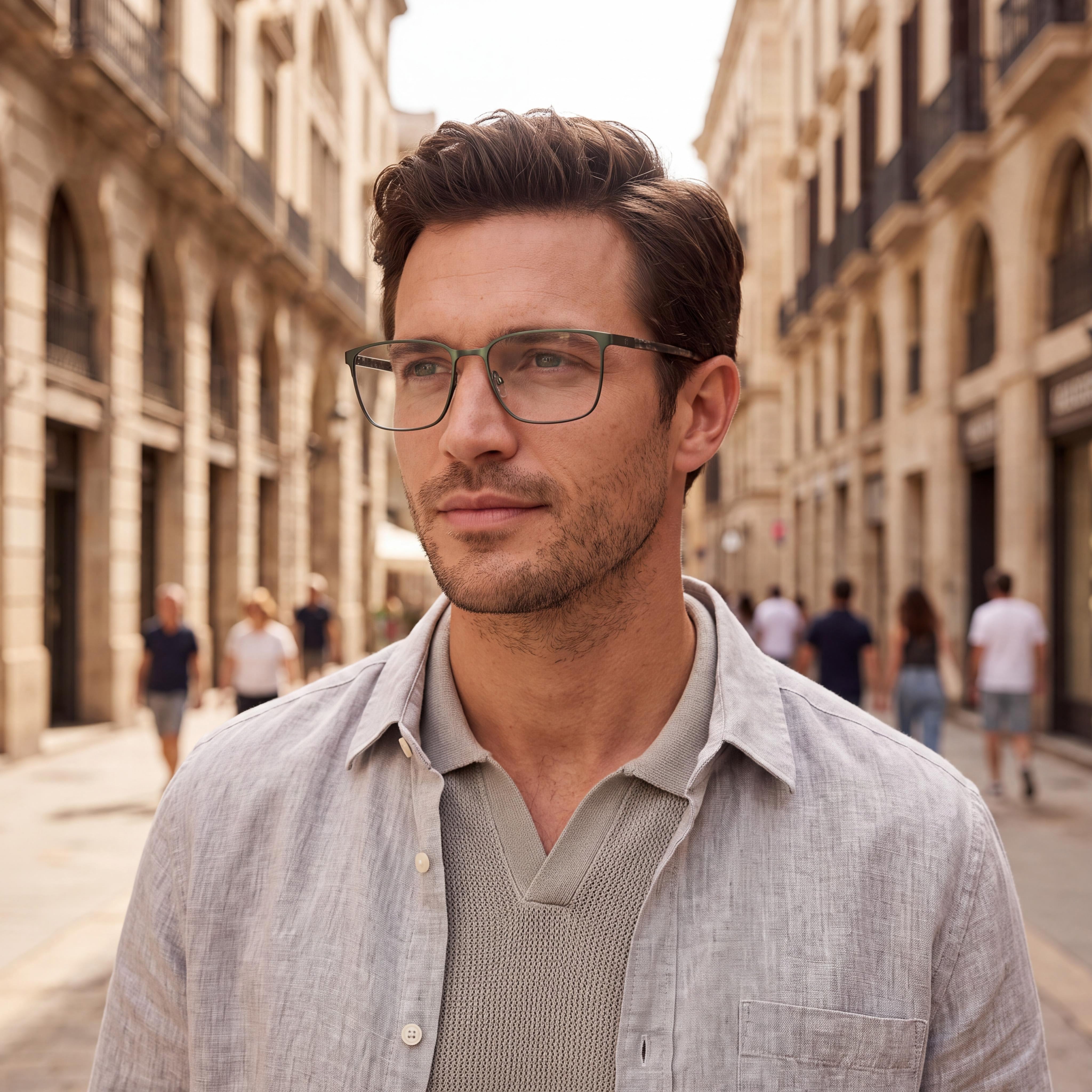 Guess Gu50243 Men's Metal Frame Eyewear Matte Dark Green & Shiny Dark Green 58-18-145, Photo 5