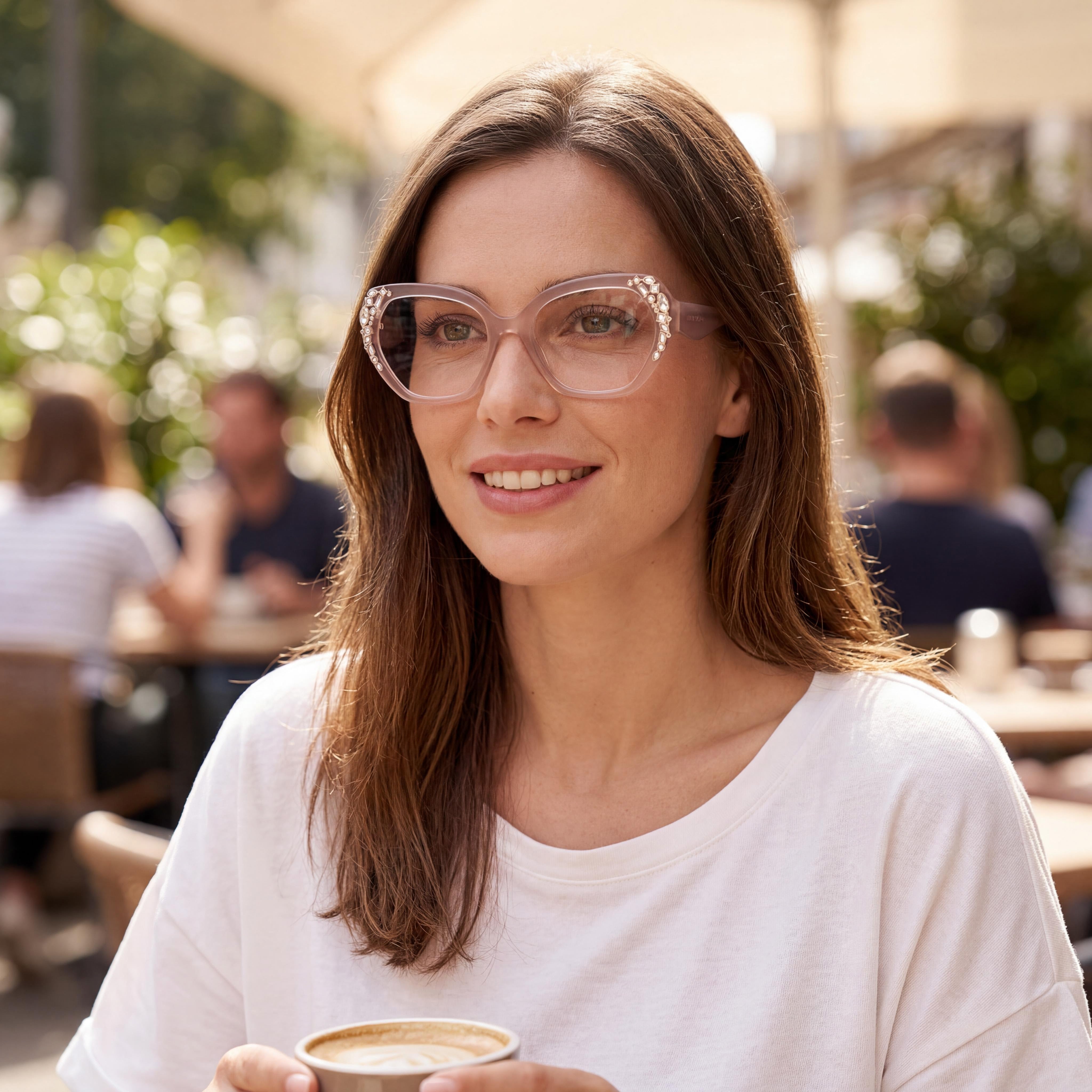 Guess by Marciano Gm50039 Gafas sin graduar de mujer con montura de plástico brillante beige 53-18-140, Photo 4