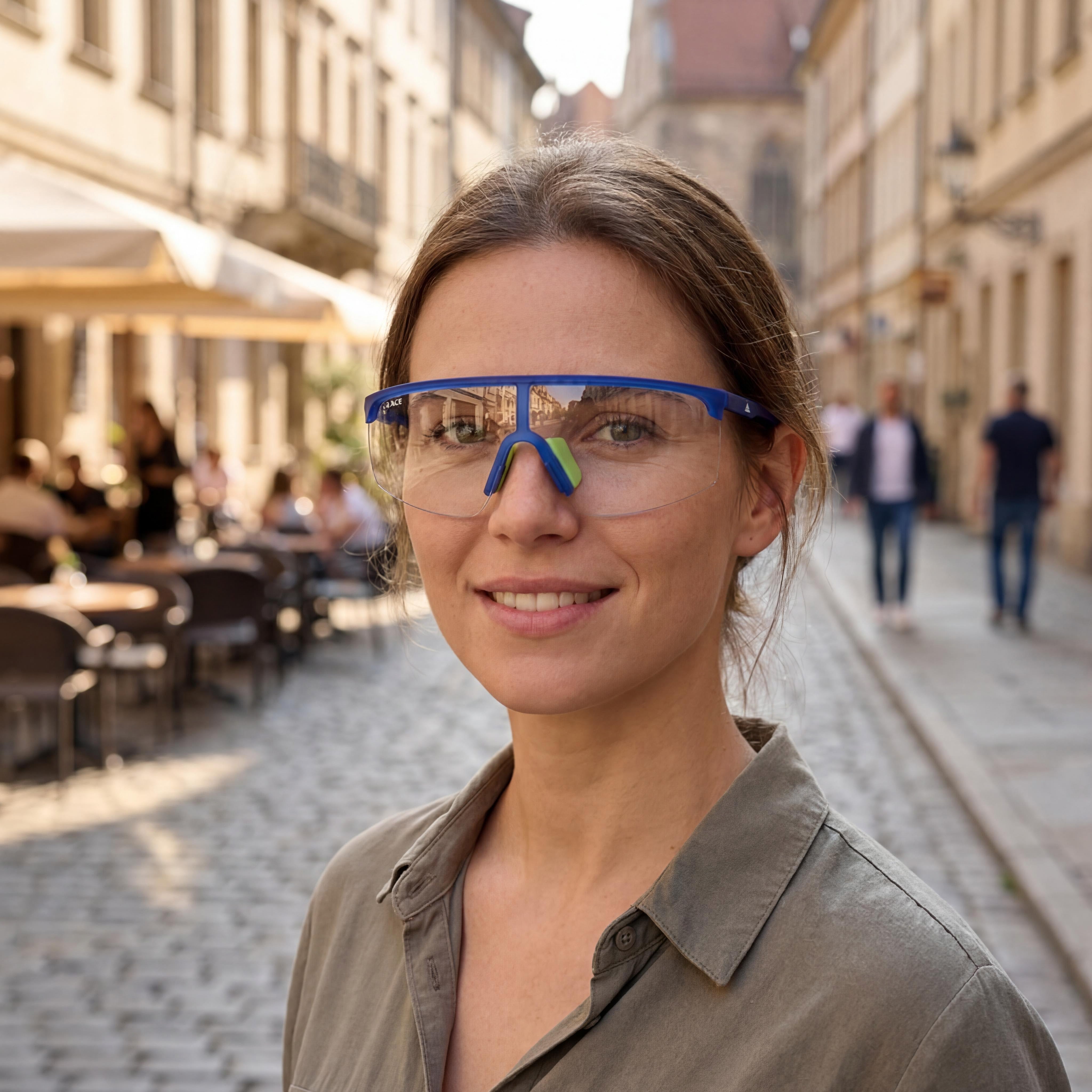 adidas Classic Unisex Blue Plastic Clear Blue Acetate 55mm 100% UV Protection Lightweight Anti-Fog Non-Slip Sunglasses, Photo 4