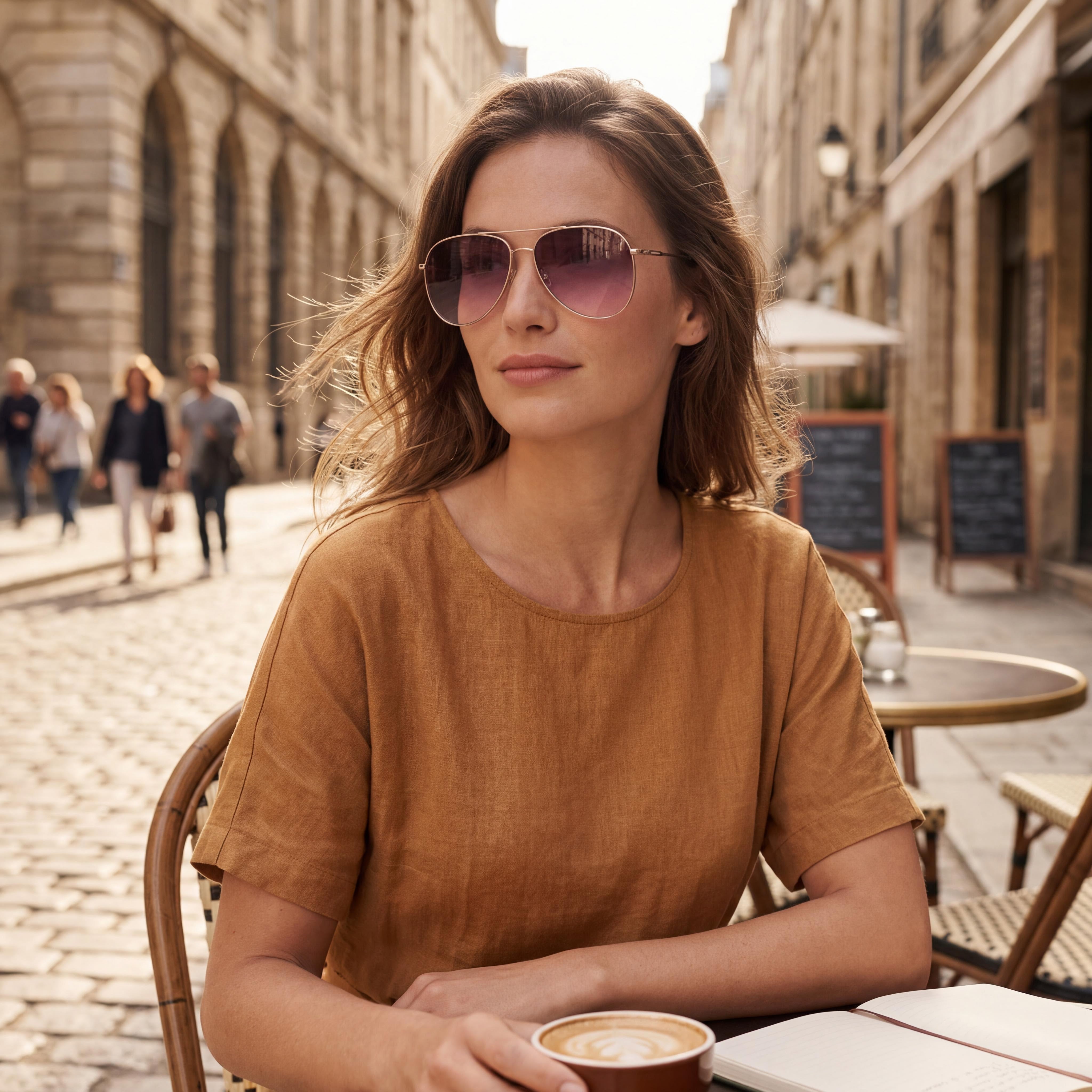 LONGCHAMP Modern Women's Pilot Sunglasses, Rose Gold Metal Frame, Gradient Pink Plastic Lenses, 59mm, Photo 6