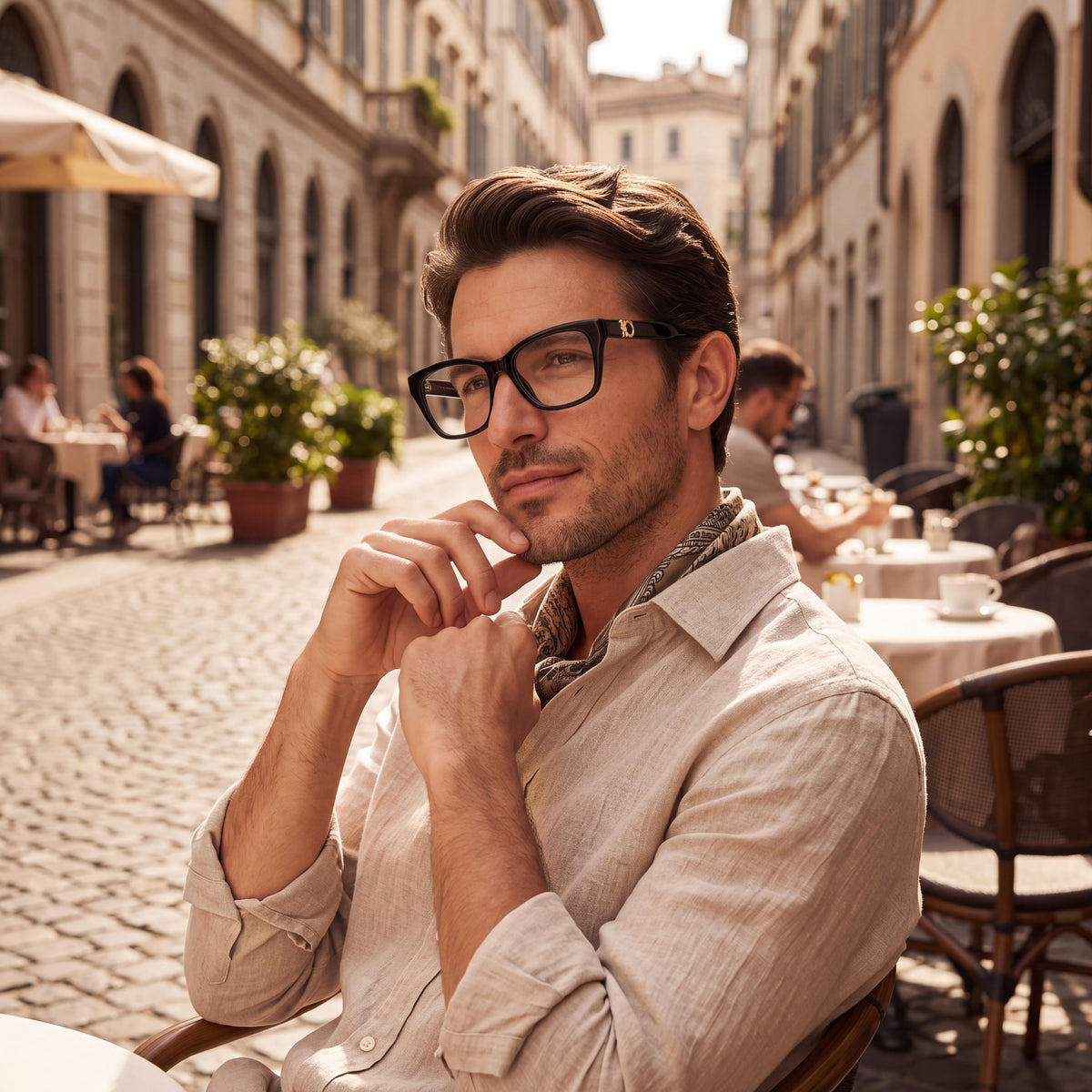 Ferragamo Men’s Sf3030e Black Acetate Frame Eyeglasses with Transparent Polycarbonate Lenses 54-15-140, Photo 4