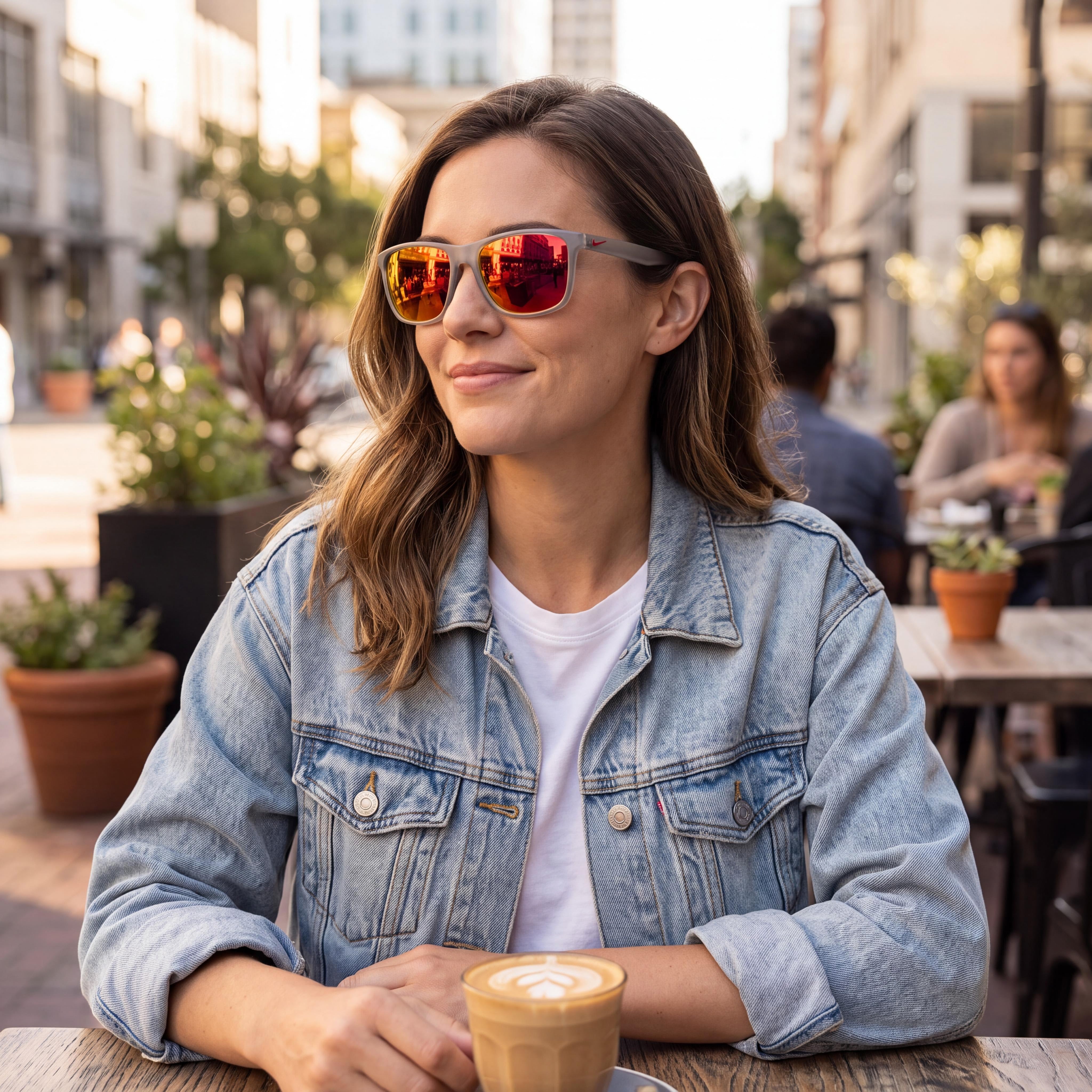 Nike Essential Endeavor Unisex Wine Red Plastic Frame Grey with Red Mirror Nylon Lenses UV Protection Non-Polarized Sunglasses, Photo 5