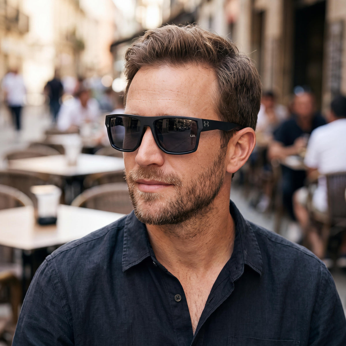 Gafas de sol rectangulares para hombre Under Armour Ua Launch 2/G de poliamida caqui con lentes de espejo doradas con protección UV de 57 mm, Photo 4
