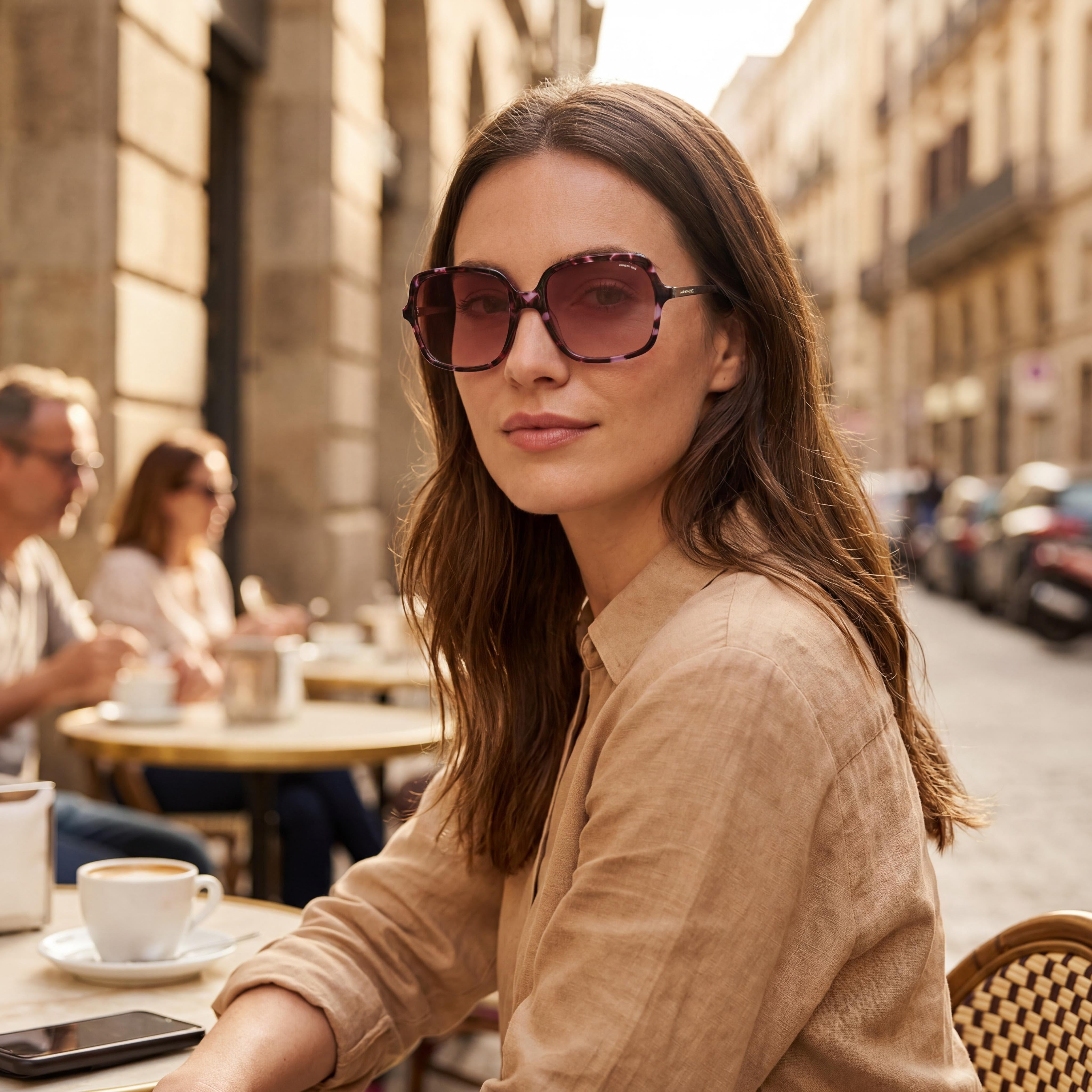 Gafas de sol cuadradas Kenneth Cole de acetato para mujer con lentes de plástico marrón degradado lila de 56 mm, Photo 4