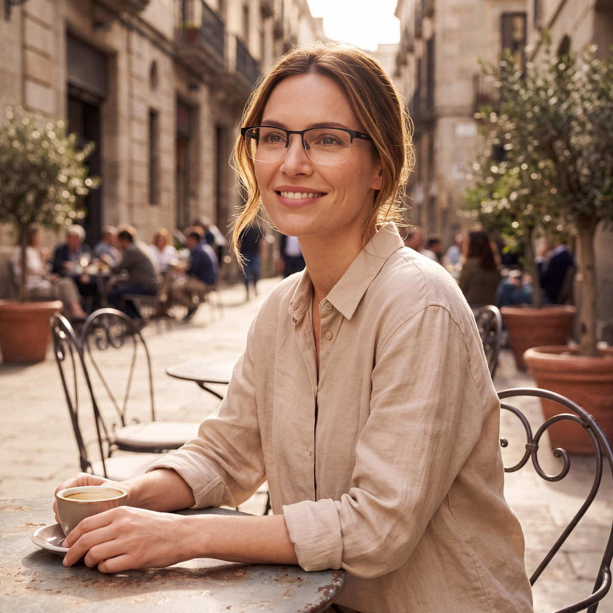 HUGO 1076 Unisex Matte Black Rectangular Alloy Steel Semi-Rimless Non- Eyeglasses 56mm, Photo 6