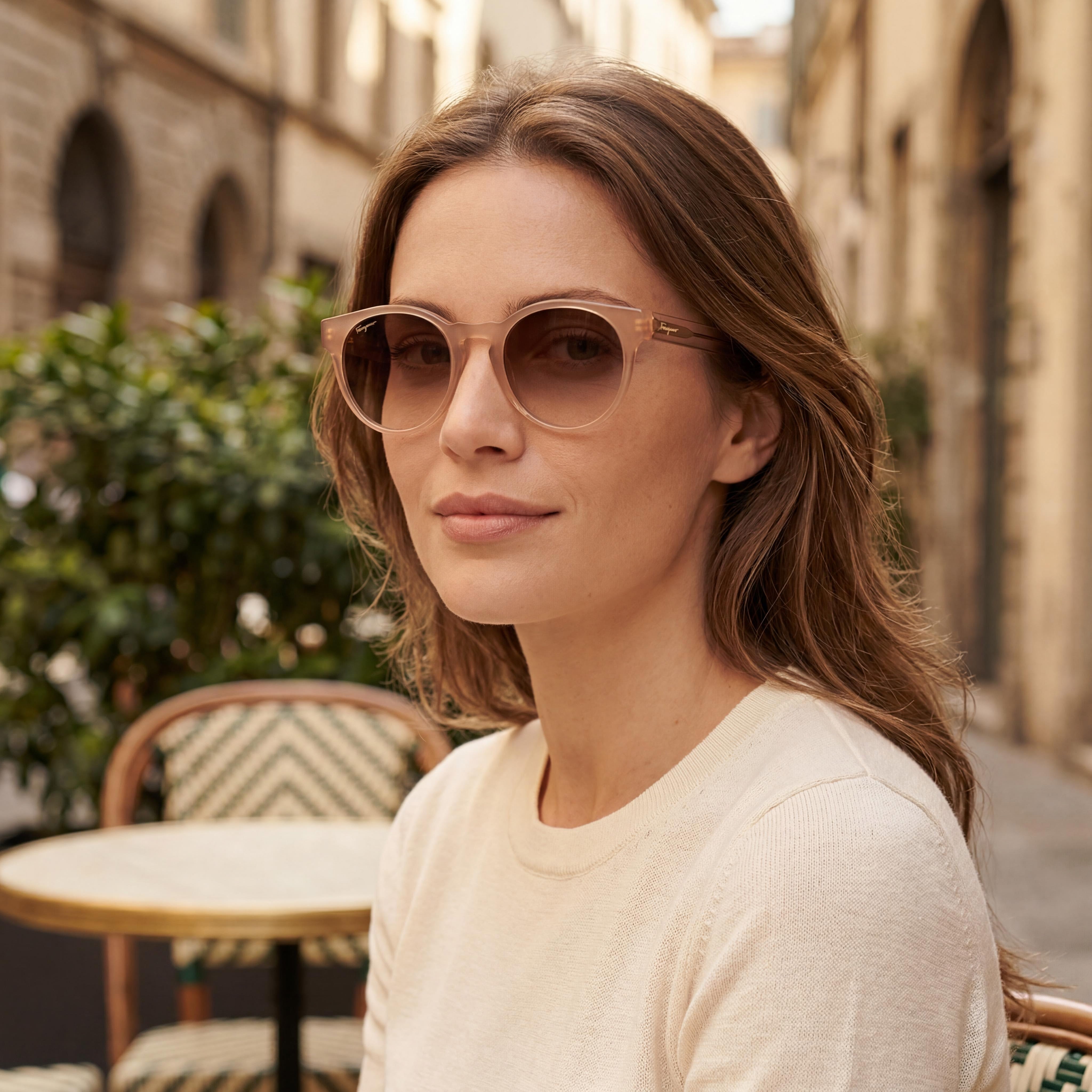 Gafas de sol no polarizadas para mujer Ferragamo SF1068S de plástico marrón con cristales de teacup y 100% protección UV de 52 mm, Photo 6