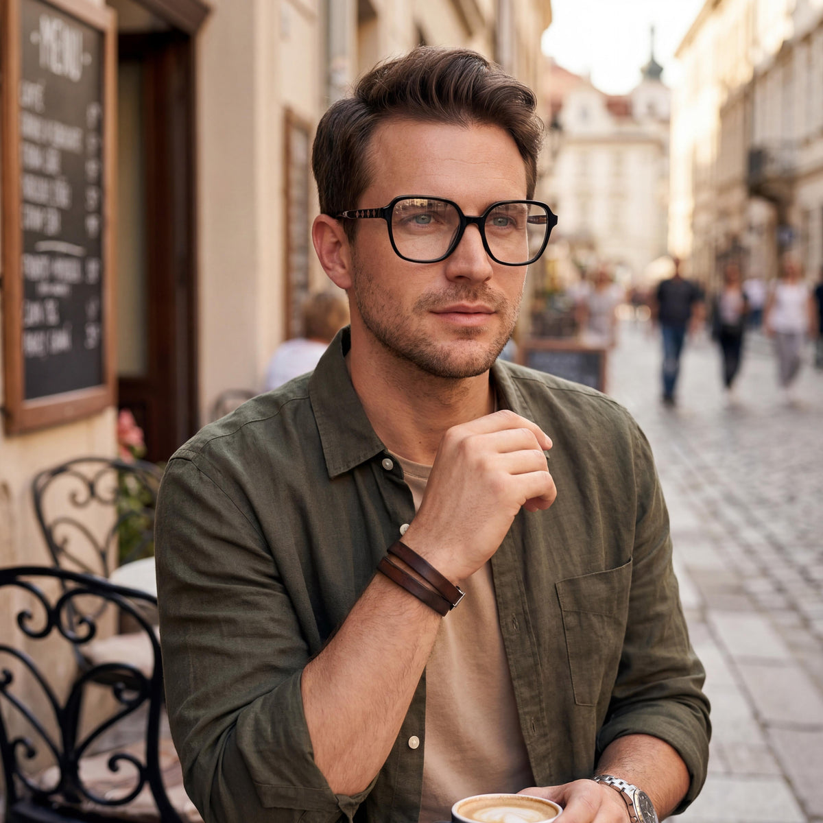 Guess Shiny Black Rectangle Eyeglasses for Men, Photo 4
