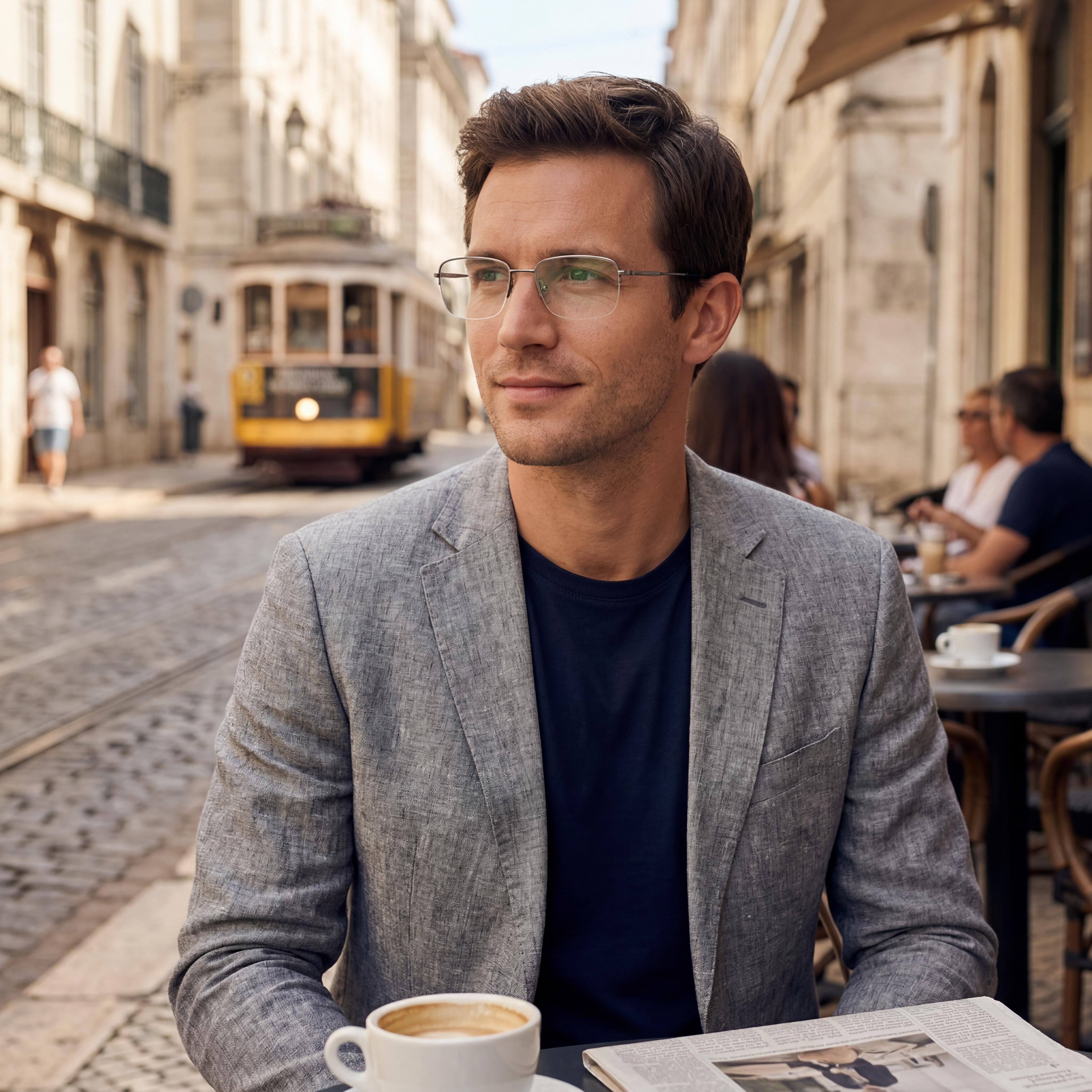 Gafas ópticas Tommy Hilfiger para hombre de aleación de acero y rutenio, lentes de 56 mm, puente de 19 mm y patillas de 145 mm, Photo 4