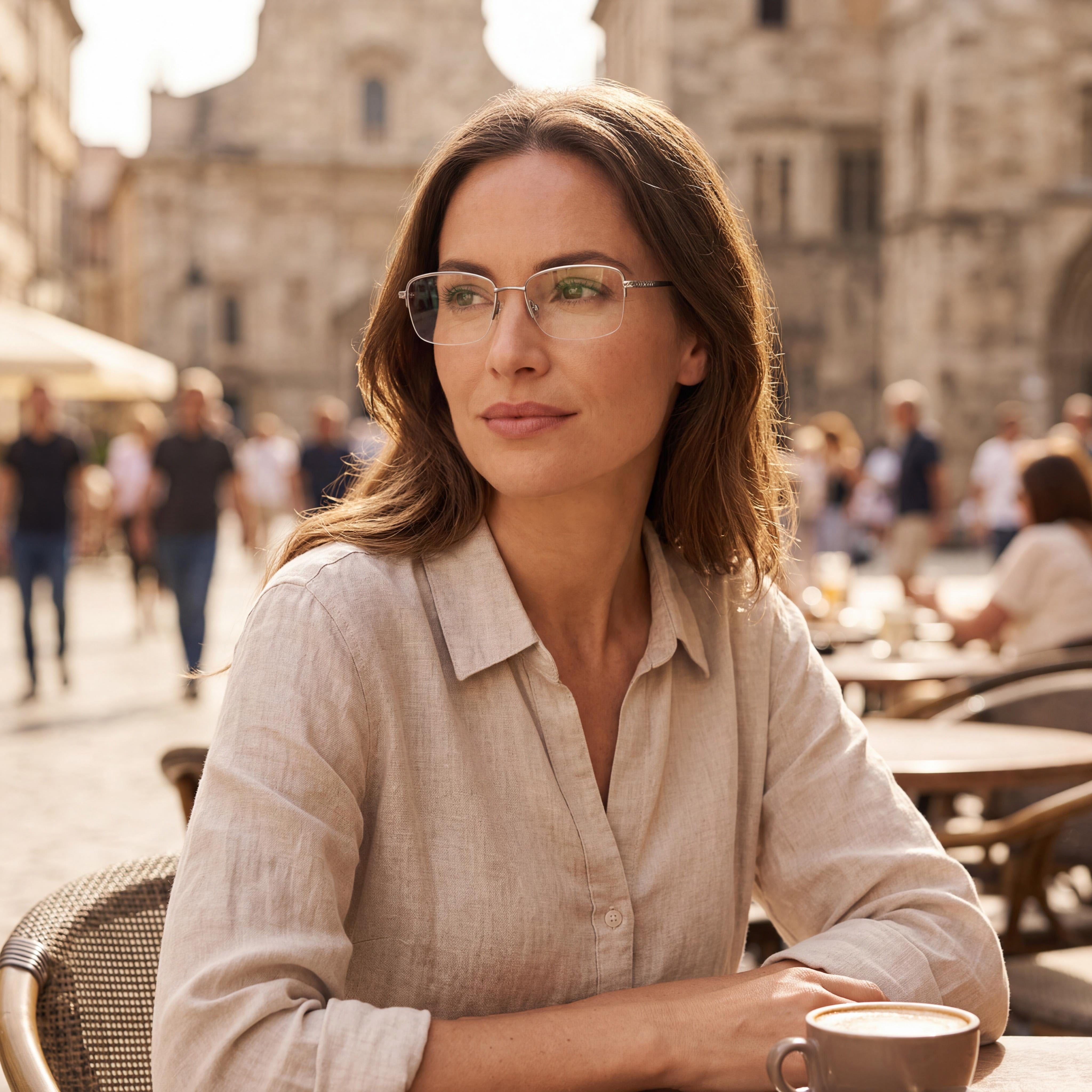 Flexon Classic Unisex Eyeglasses with Metal Frame, Satin Light Gunmetal, 54mm Lens Width, Photo 6