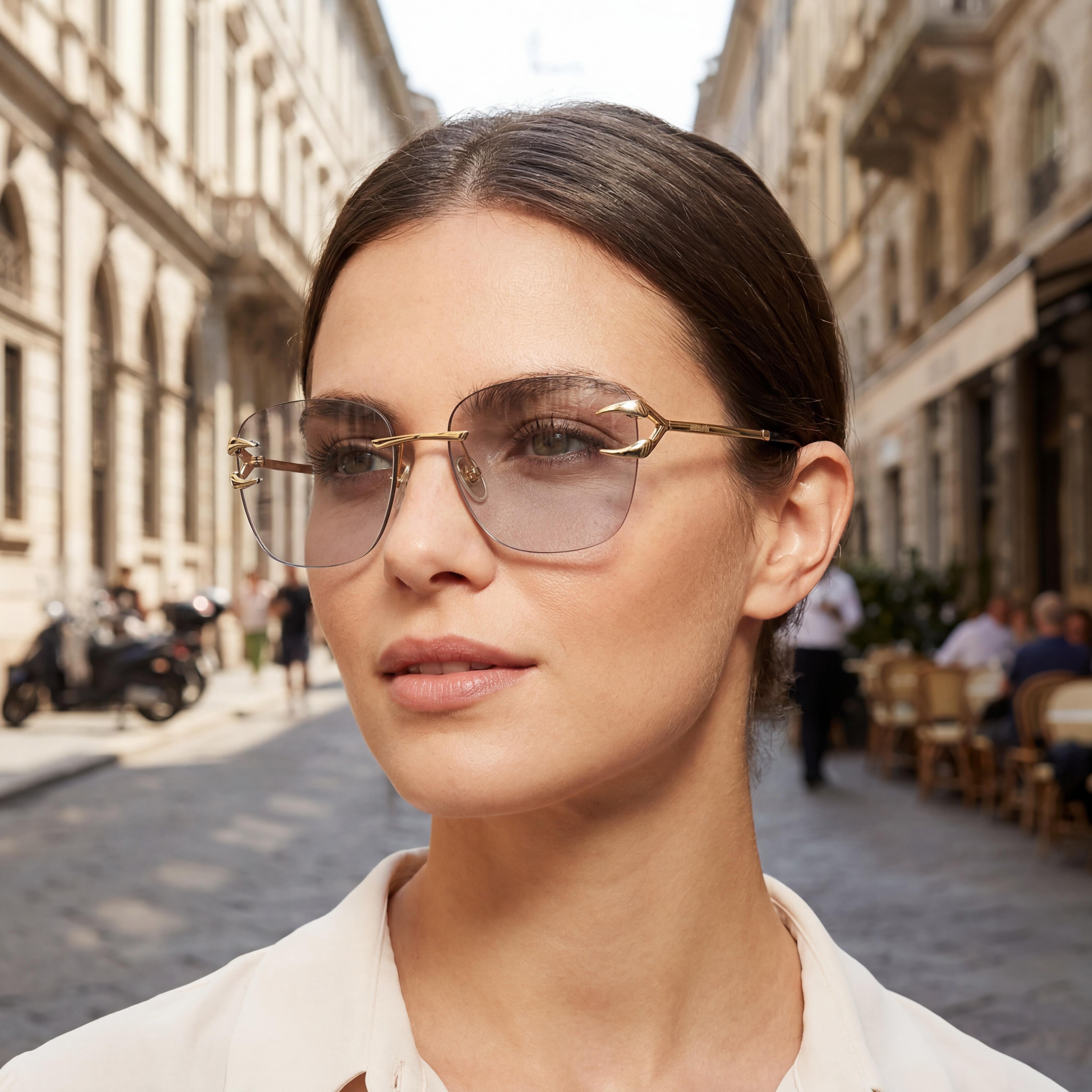Roberto Cavalli Gafas de Sol Casuales Unisex de Metal-Acetato Oro Rosa Brillante Degradado Marrón Protección UV 59-15-135, Photo 6