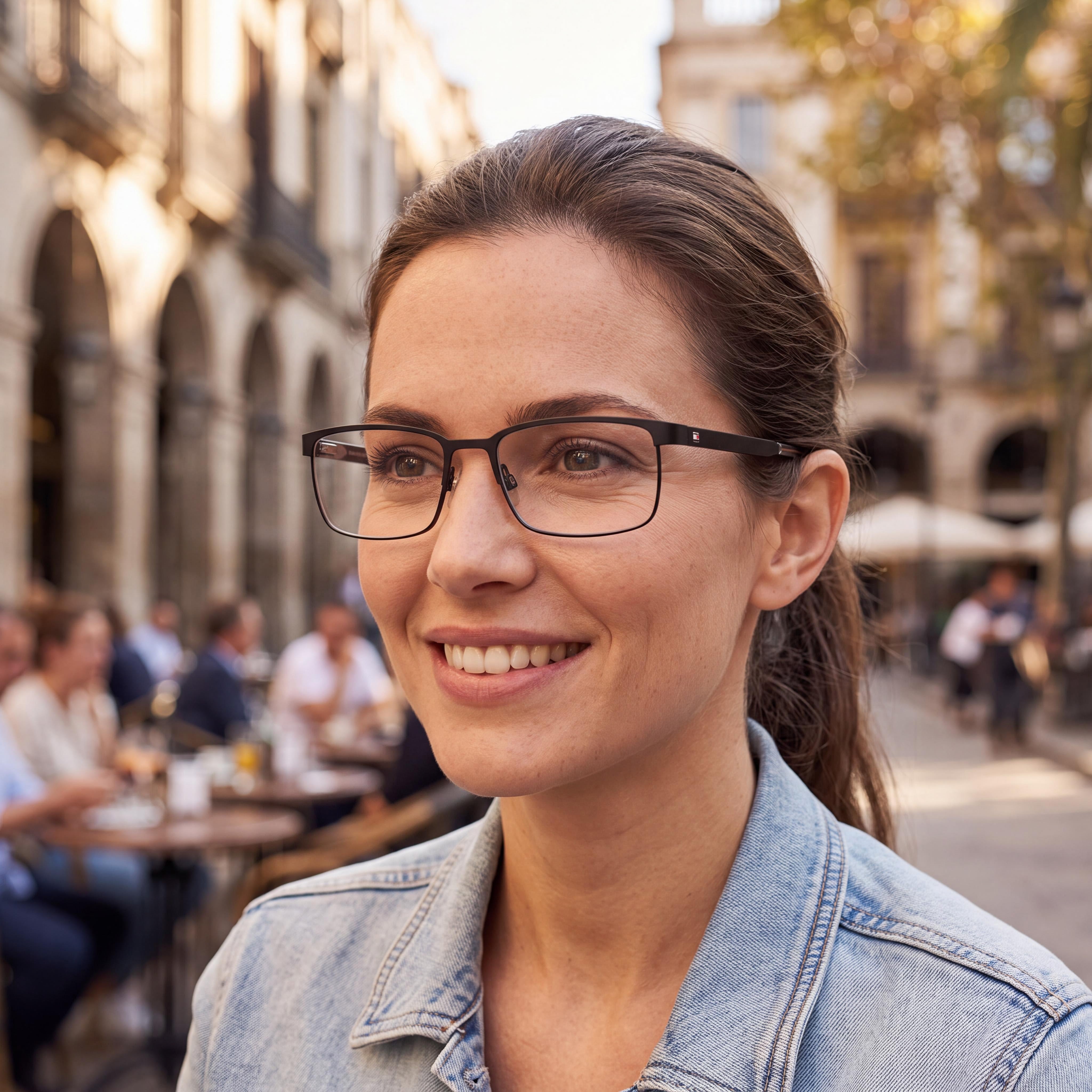 Tommy Hilfiger Th 1235 Unisex Rectangle Metal Frame Eyeglasses, Matte Black Crystal, 55mm Lens Width, Photo 5