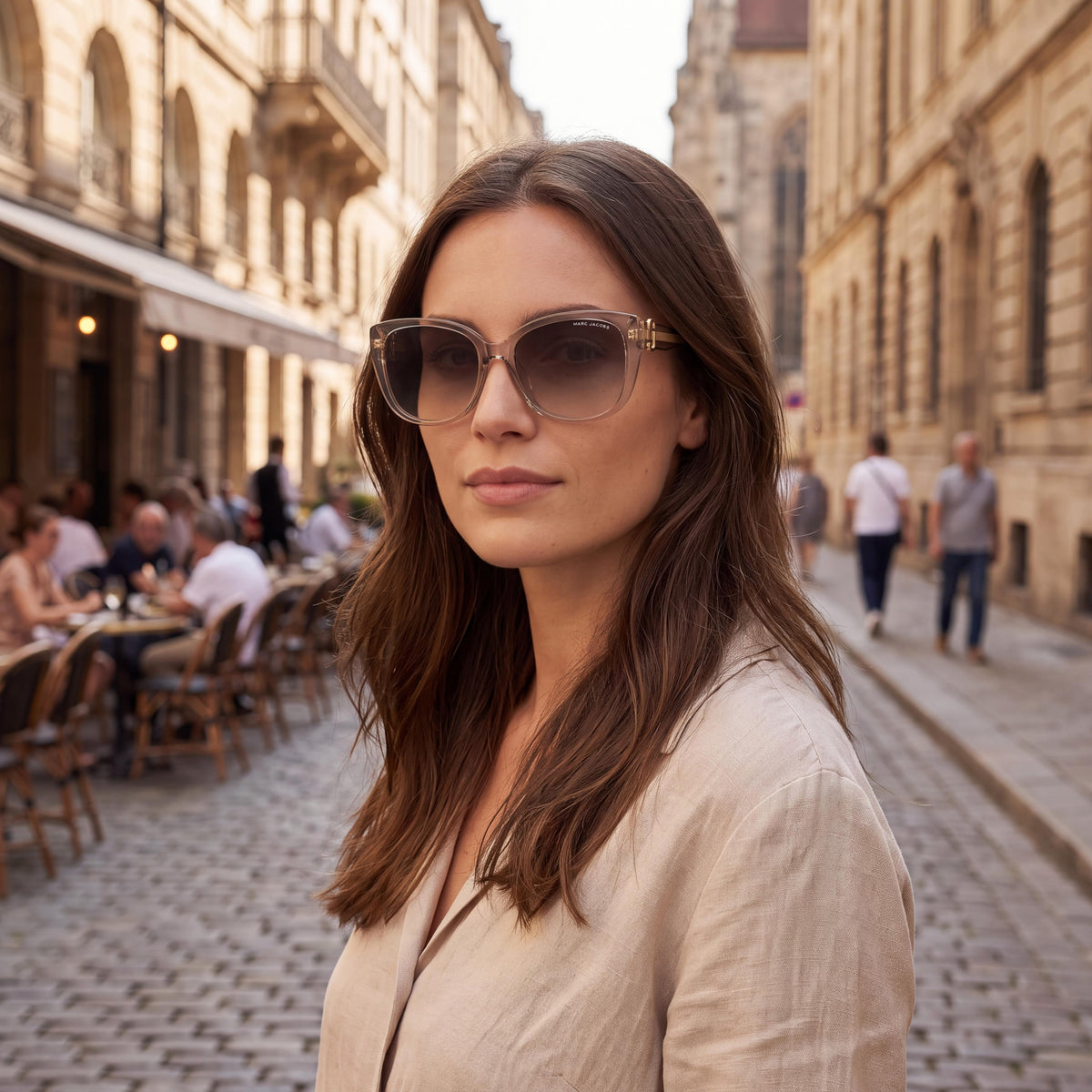 Gafas de sol Marc Jacobs para mujer, informales, de montura rectangular, color nude, no polarizadas, protección UV de 57 mm, Photo 4