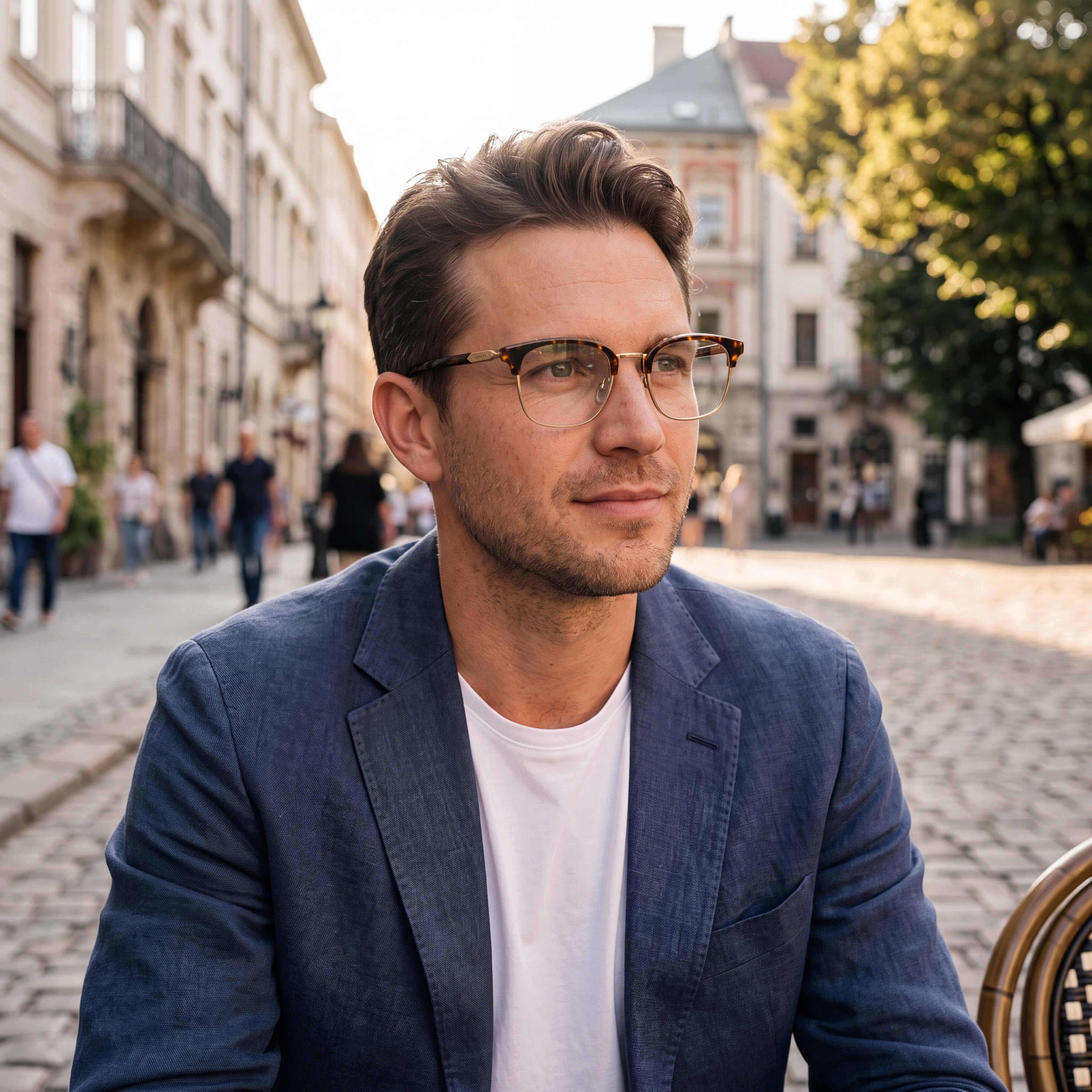 Gafas clásicas Chopard para hombre, con montura de metal y lentes no polarizadas, en color Havana oscuro brillante, 51 mm, Photo 4