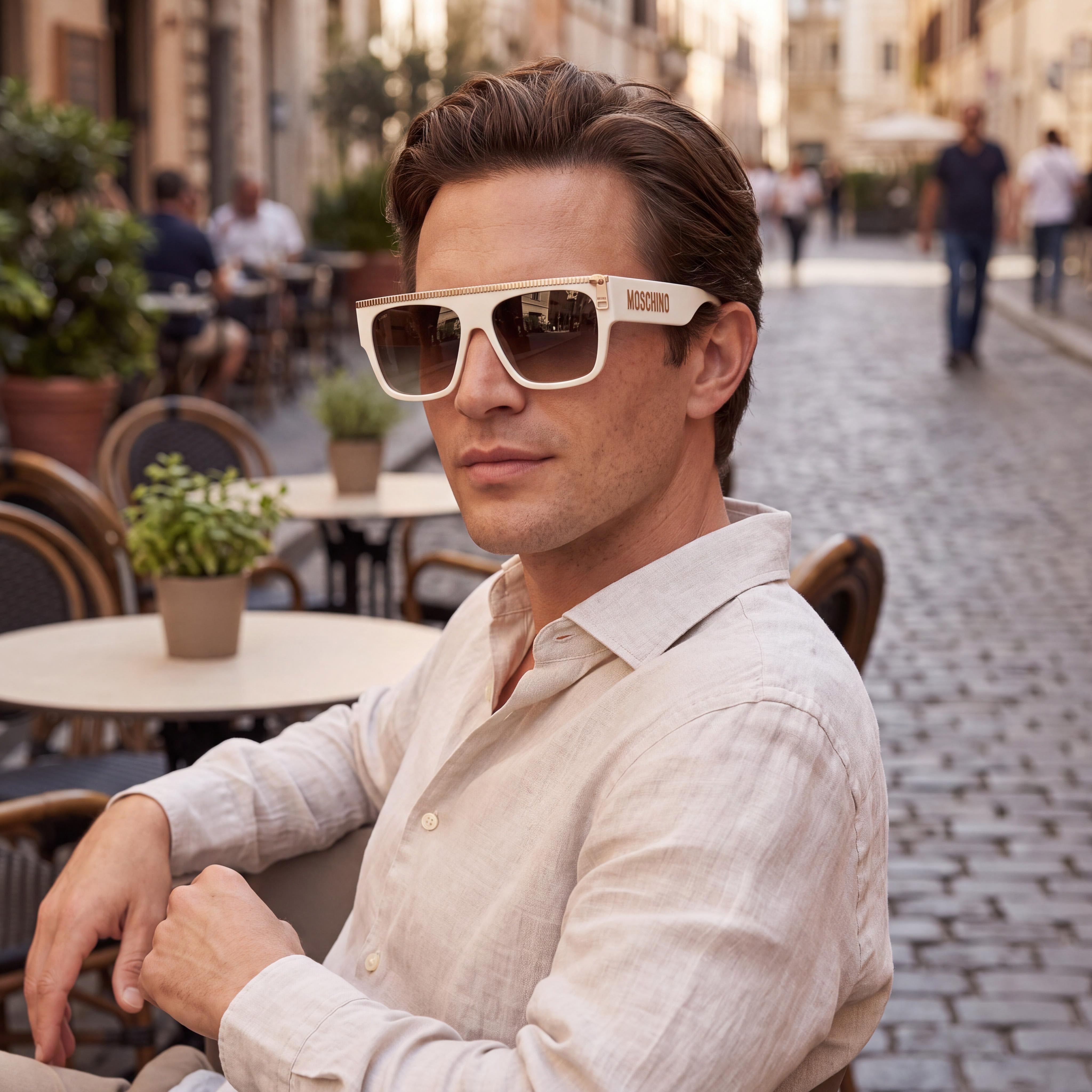 Moschino Casual Men's Ivory Polyamide Inj-GRIL. Frame, Non-Polarized Brown Shaded Lenses 56-16-145, Photo 6