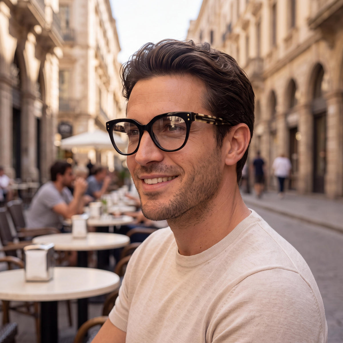 Carolina Herrera 0224 Men's Cat Eye Non-Polarized Sunglasses with Black White Havana Ecological Oil Frame, 52mm, Photo 4