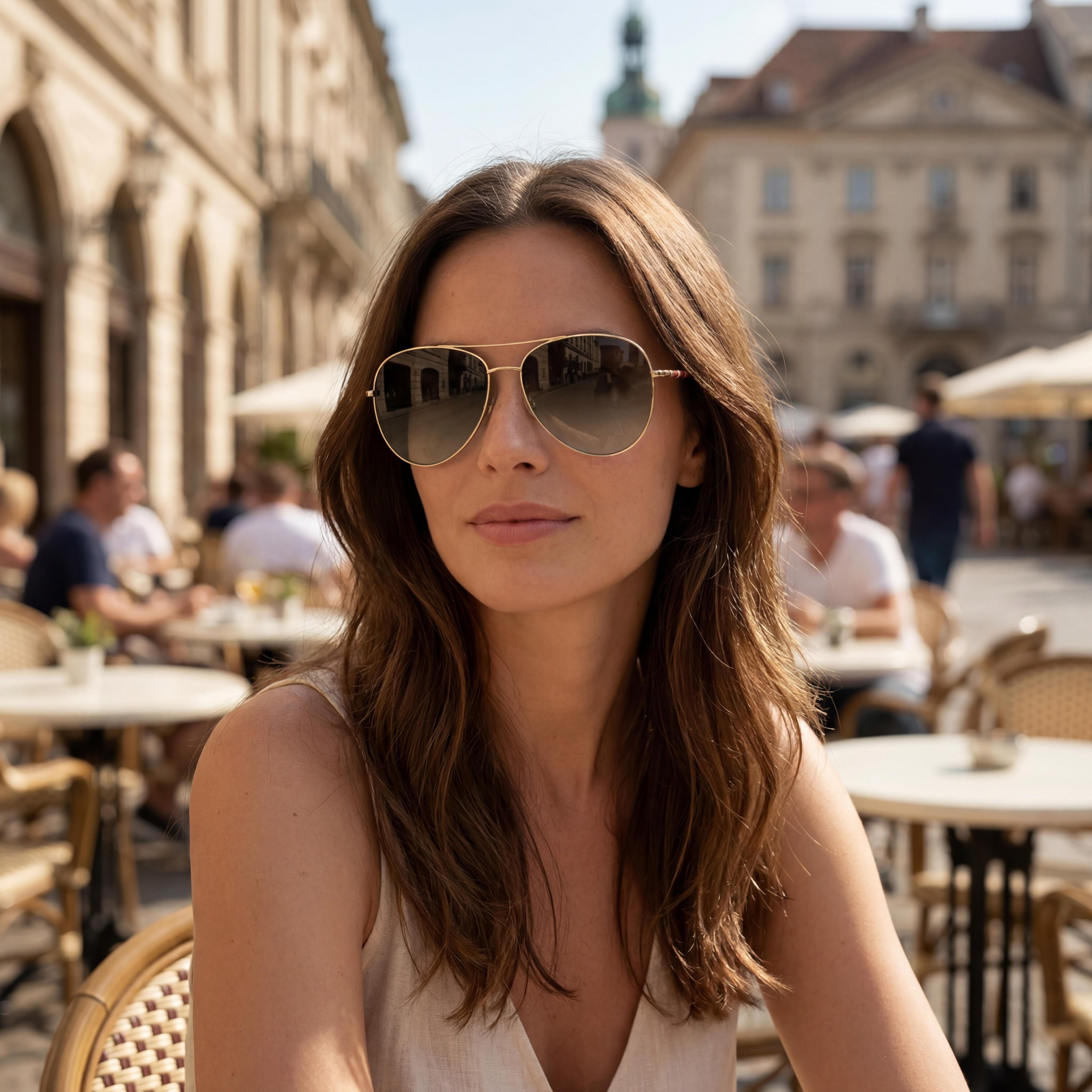 Carolina Herrera Ch 0034/S Women's Gold Brown Gradient Stainless Steel Sunglasses 64mm UV Protected Prescription-Ready, Photo 6