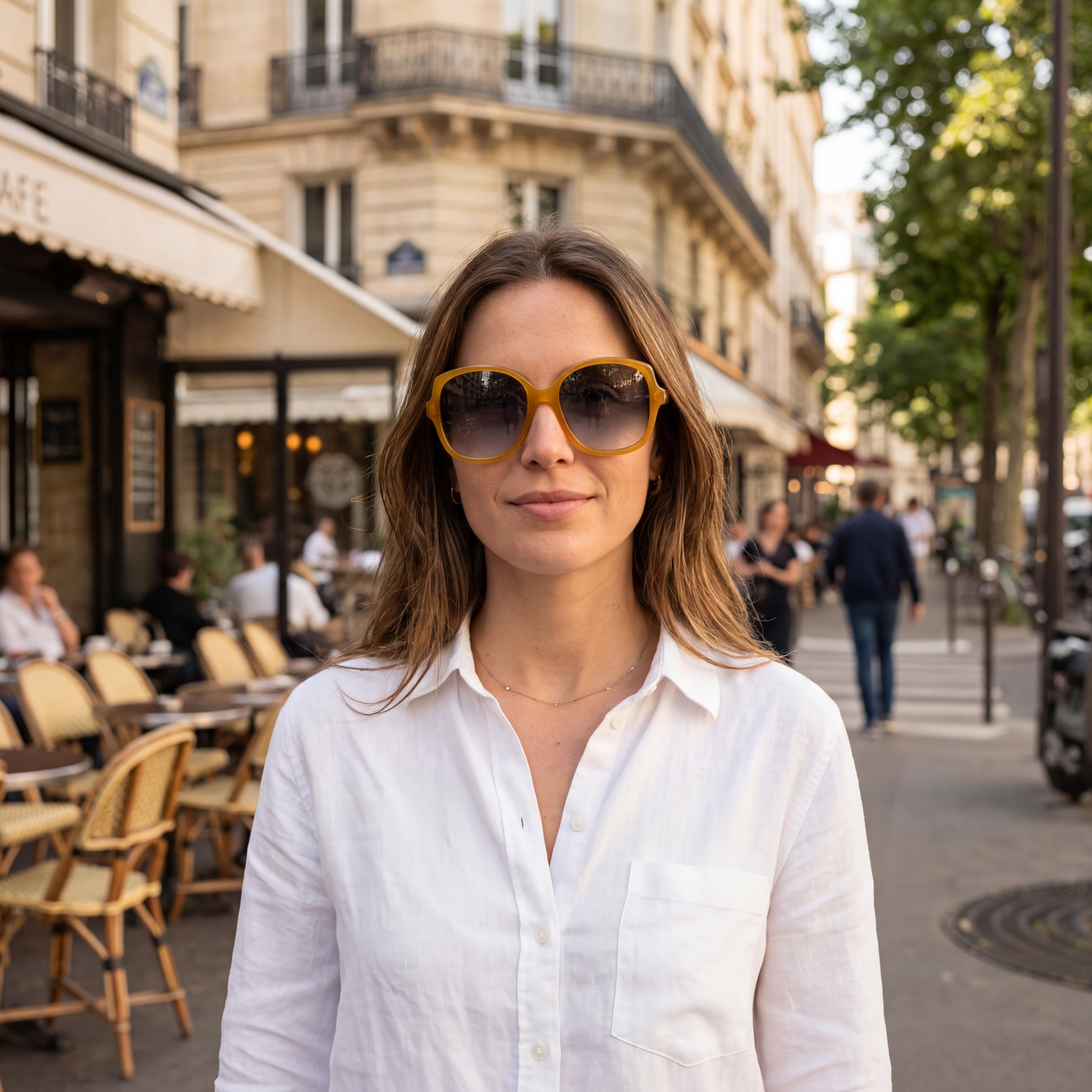 Gafas de sol de acetato Celine para mujer, montura color miel lechoso, lentes degradadas grises RX, 100 % de protección UV, Photo 4