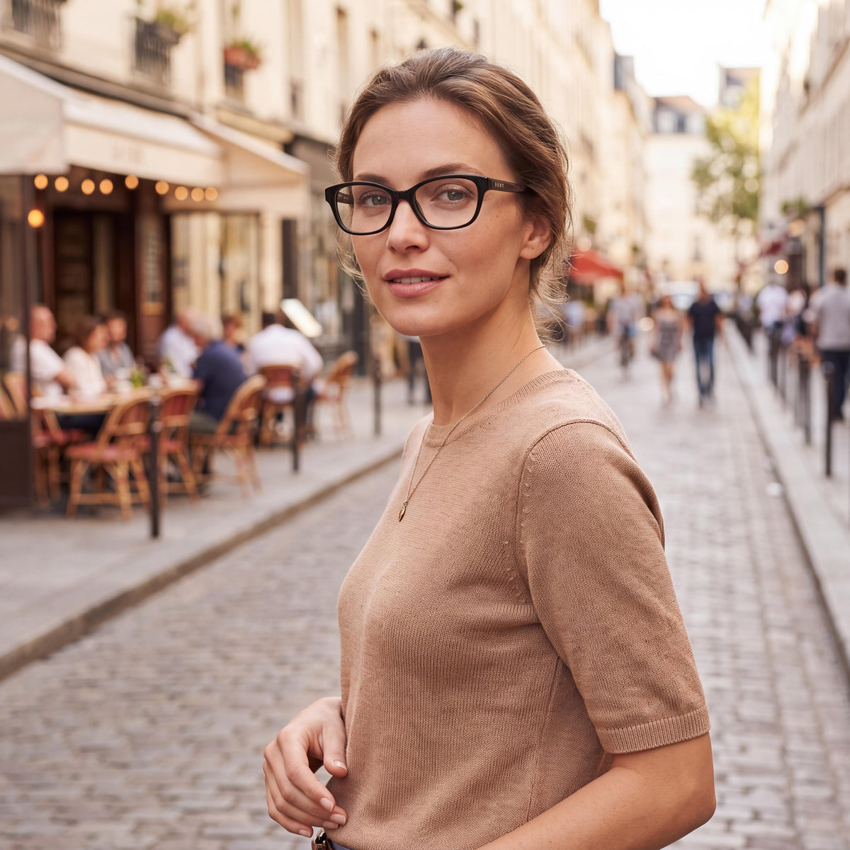 DKNY Women's DK5011 Square Acetate Full Rim Eyeglasses with Black Frame and Black Lenses 51-15-135, Photo 4