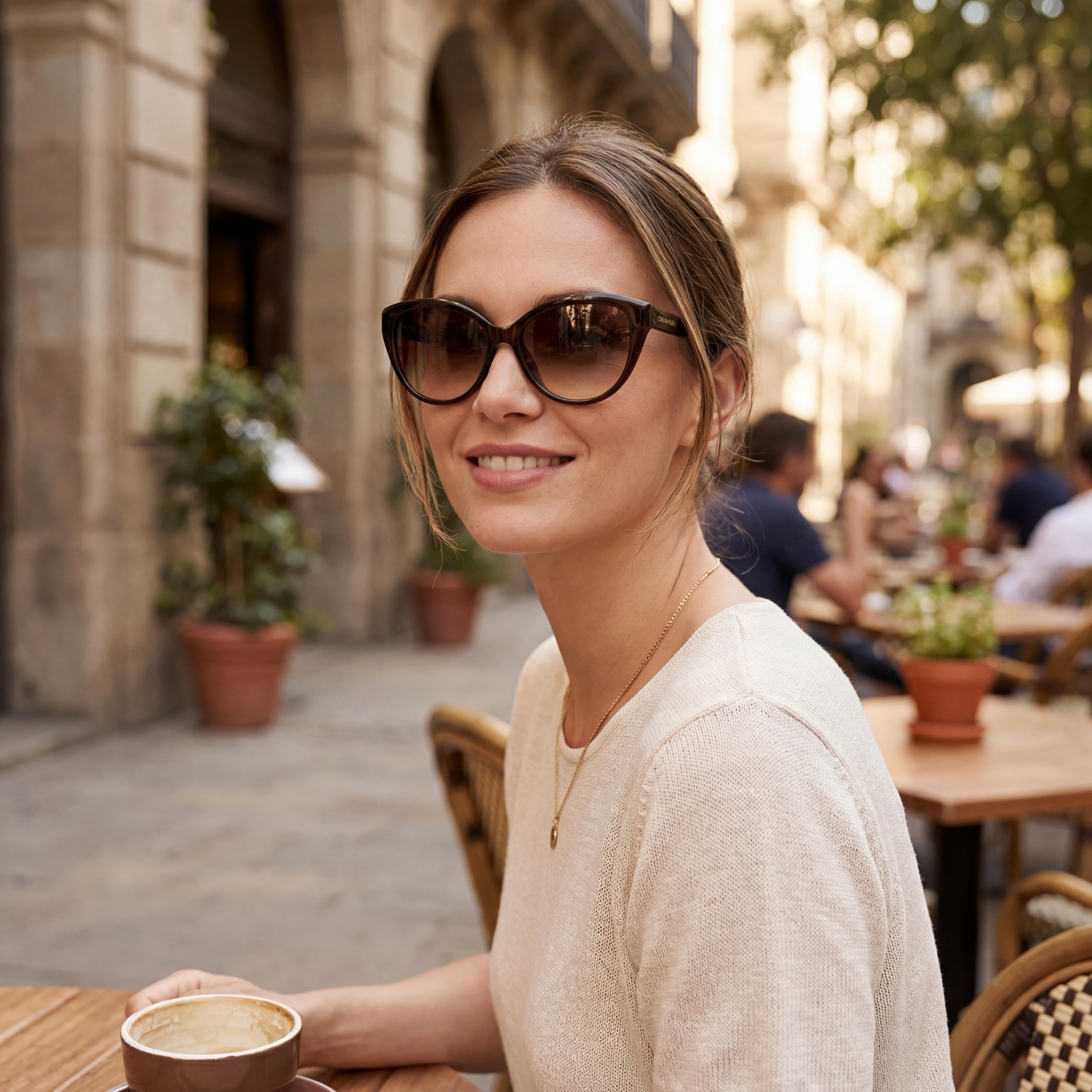 Gafas de sol Calvin Klein CK19536S para mujer, con protección UV, montura de plástico marrón cristal, lentes marrones, 55 mm, Photo 6