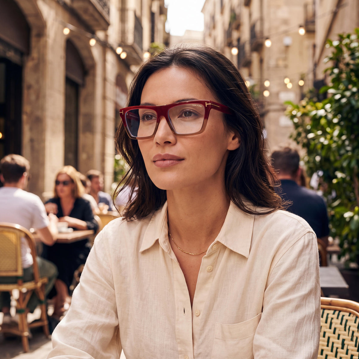 Montura de Gafas Tom Ford Ft5912-b de Acetato Burdeos para Mujer, Lente 57mm, Puente 15mm, Patilla 140mm, Photo 5