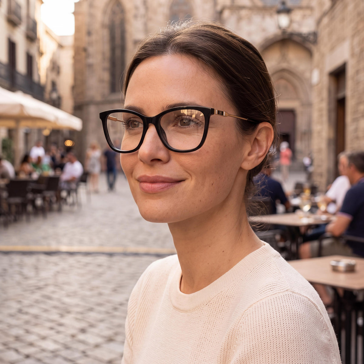 Carolina Herrera Gafas para mujer modernas de acetato nude de 54 mm, Photo 5