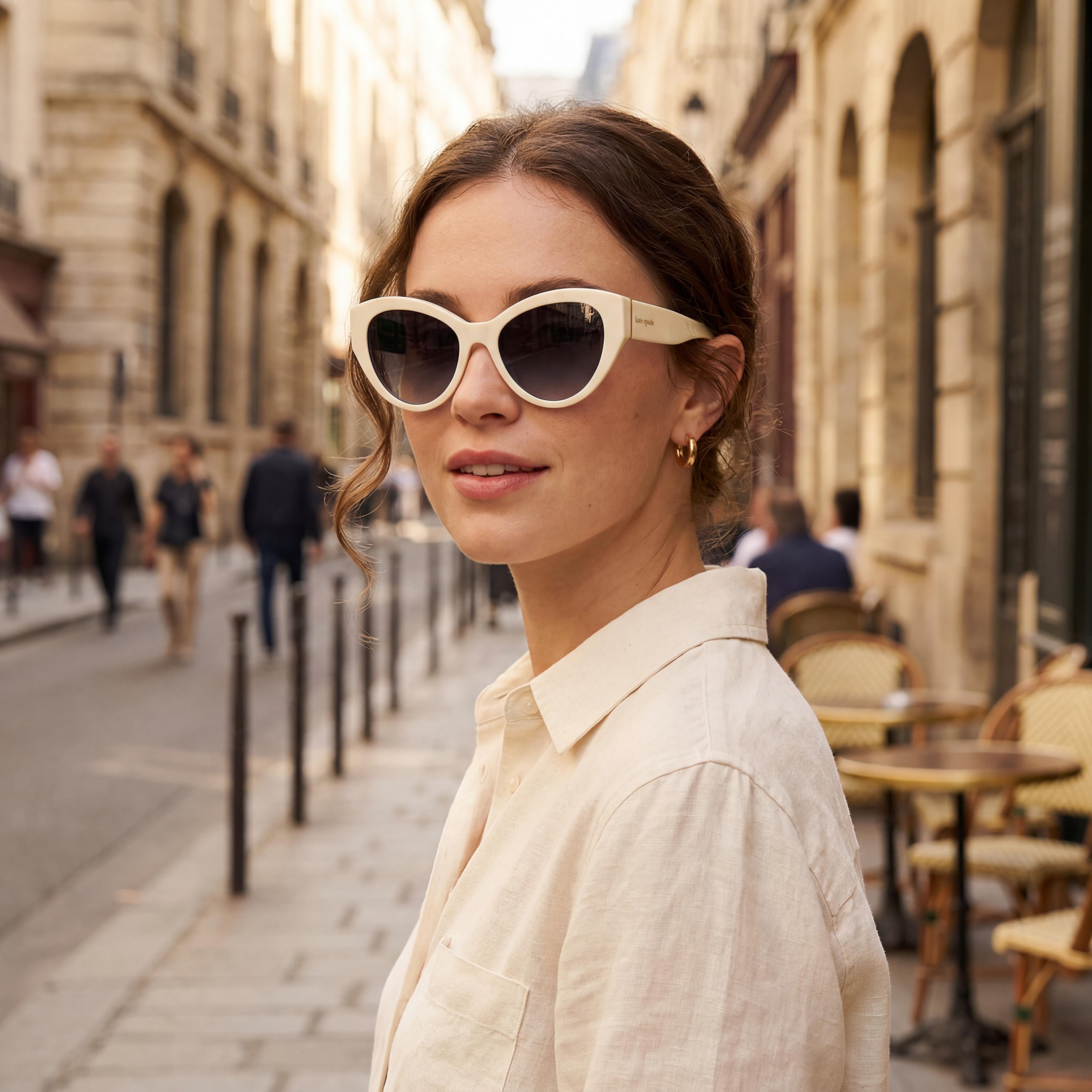 Kate Spade New York Gafas de Sol Casuales para Mujer, Montura de Plástico Sombreada Blanco y Gris, Lentes Grises Sombreadas con Protección UV, 55mm, Photo 6