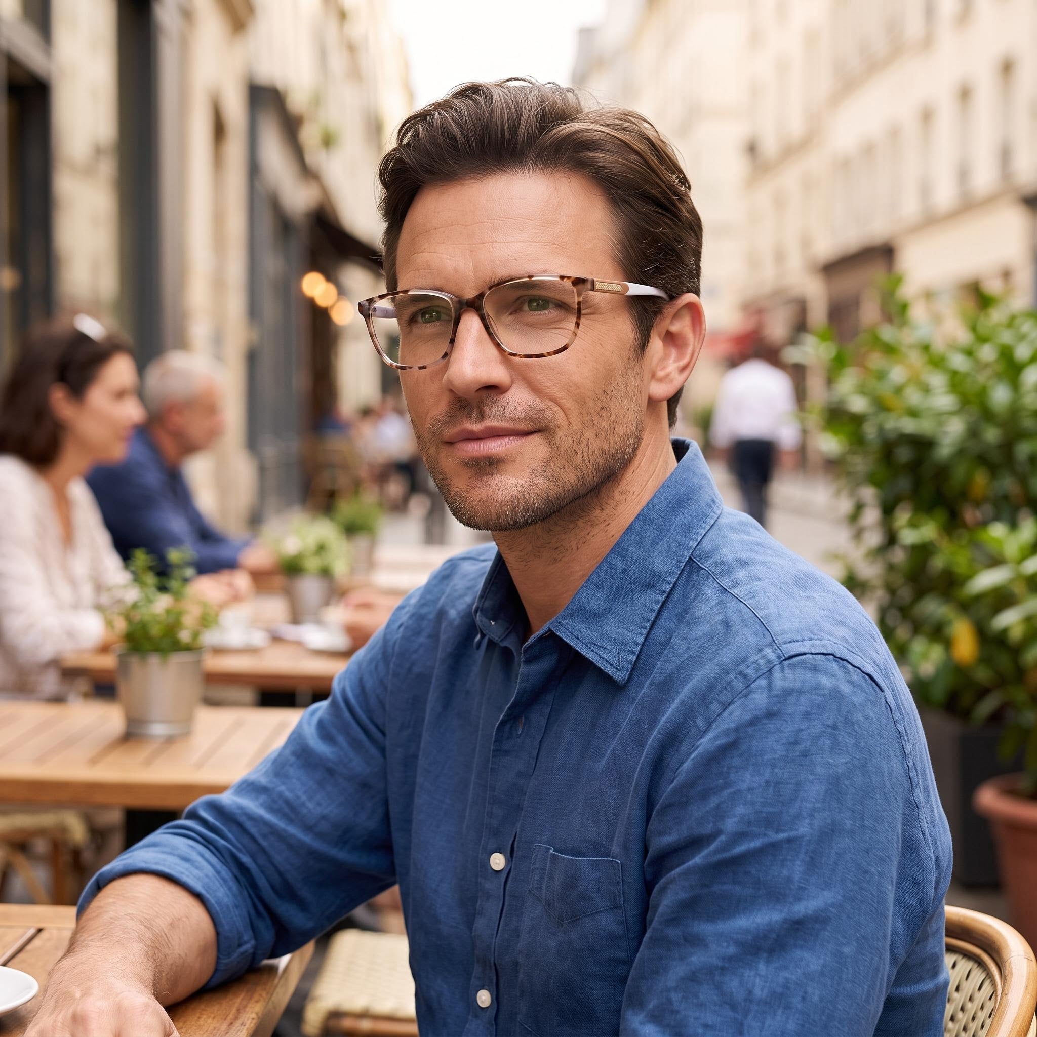 Gafas Cole Haan Ch5043 para hombre, con montura metálica en carey marrón y lentes transparentes (53-16-135), Photo 4