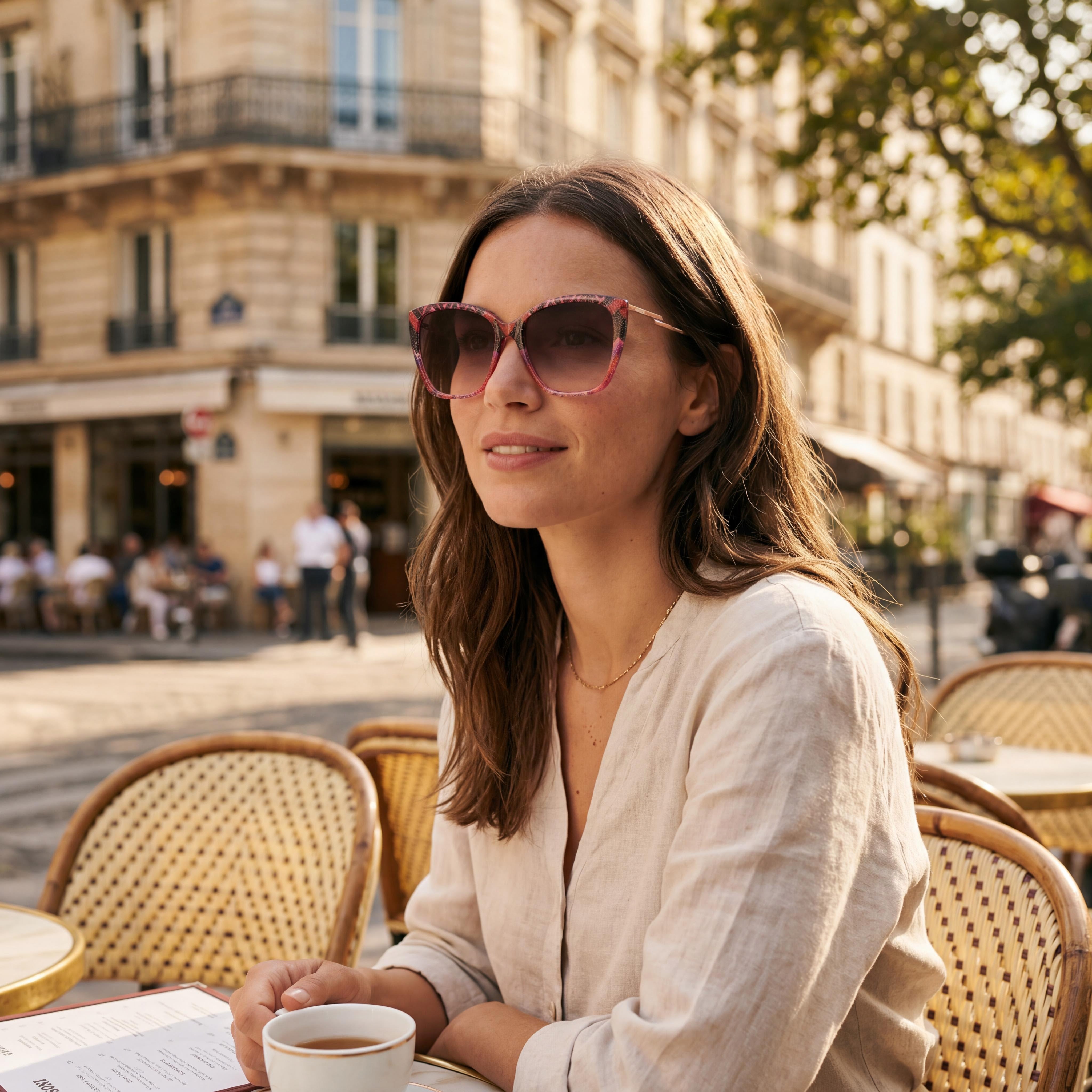 Gafas de sol clásicas Missoni de acetato para mujer, en tono marrón sombreado Havana, con gradiente rosa y protección UV, 57mm, Photo 5