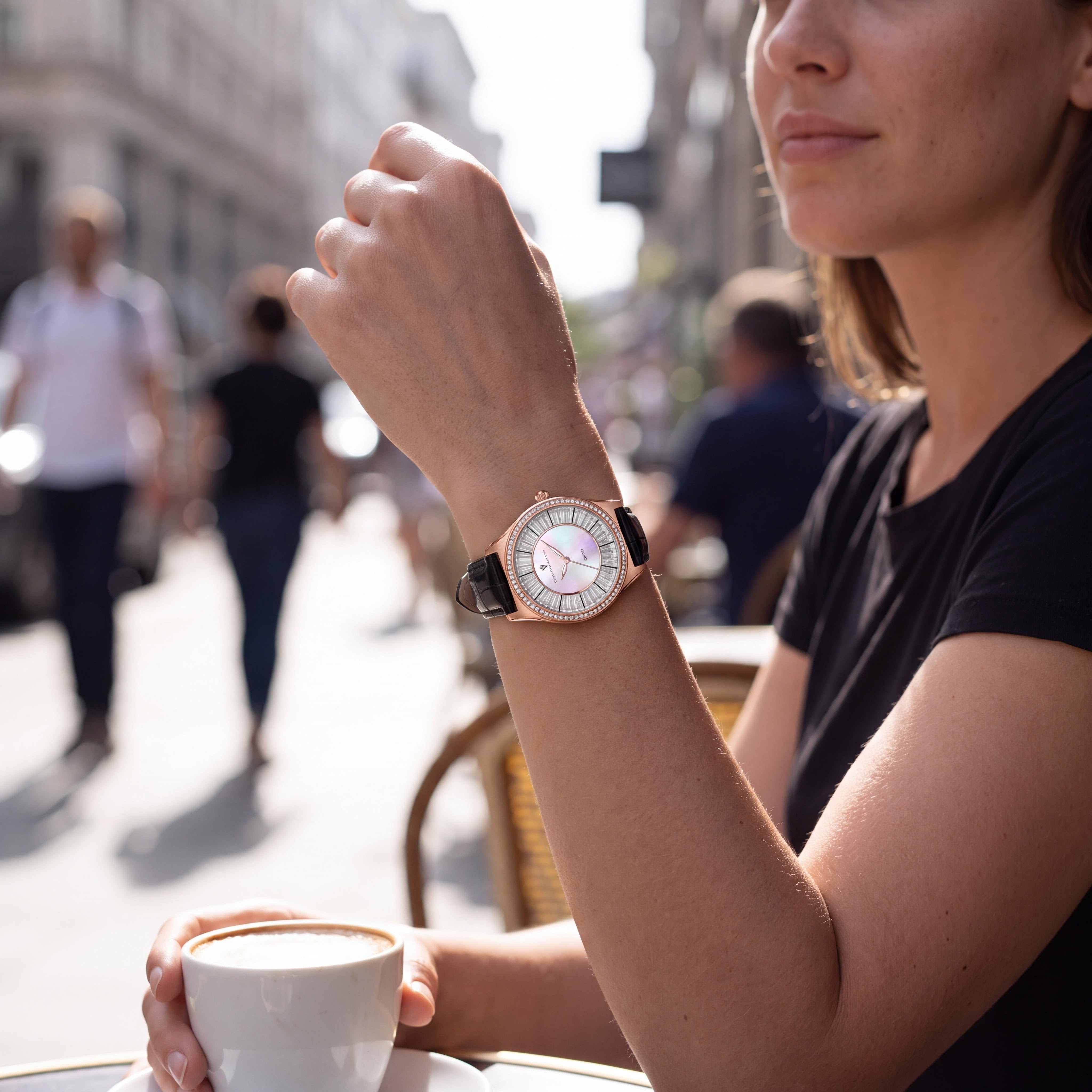 Christian Van Sant CV3205 Modern Women's Stainless Steel Case Leather Strap Mother of Pearl Dial Water Resistant Watch, Photo 4