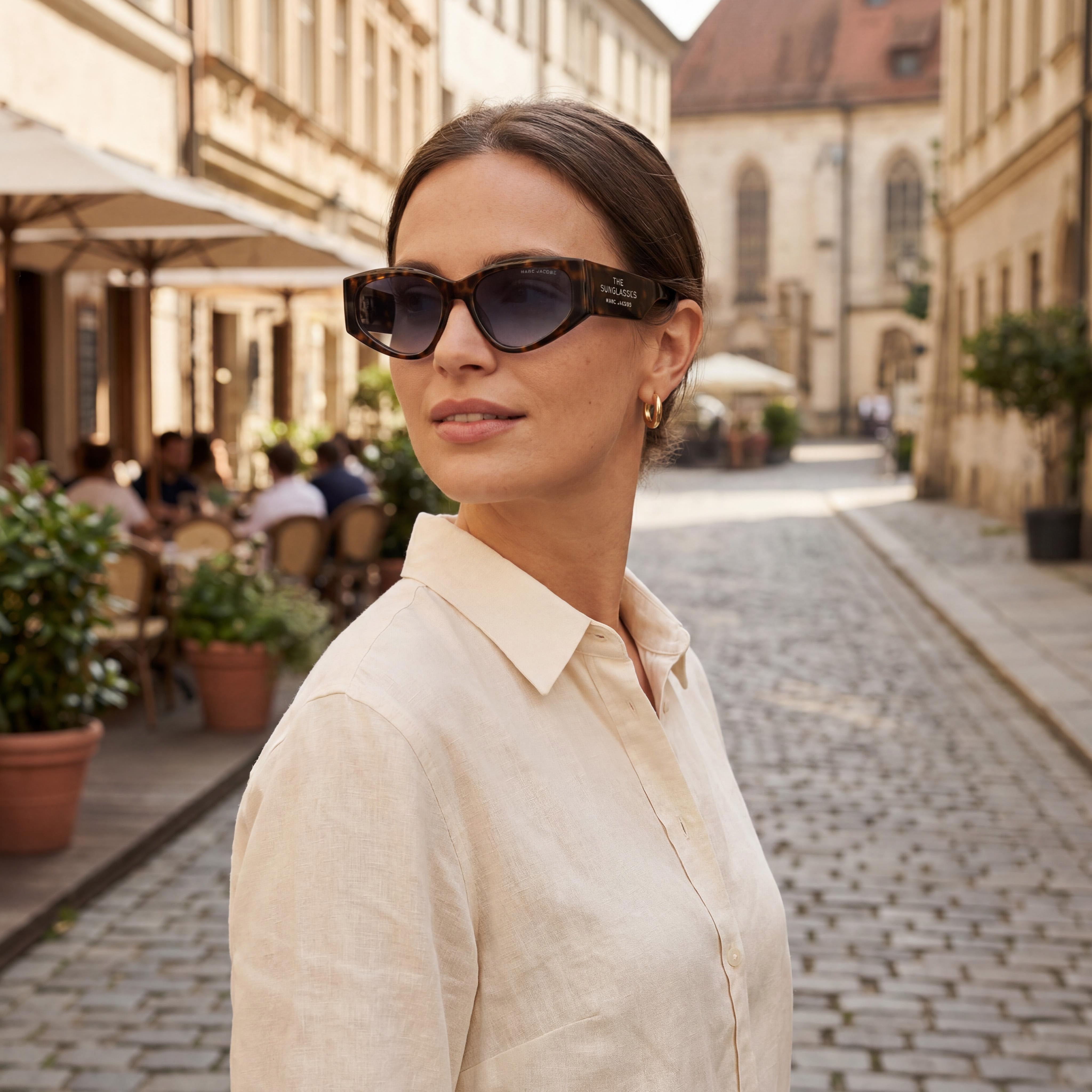 Gafas de sol Marc Jacobs Classic de mujer con montura de plástico ojo de gato Habana y lentes grises Azure con protección UV, Photo 5