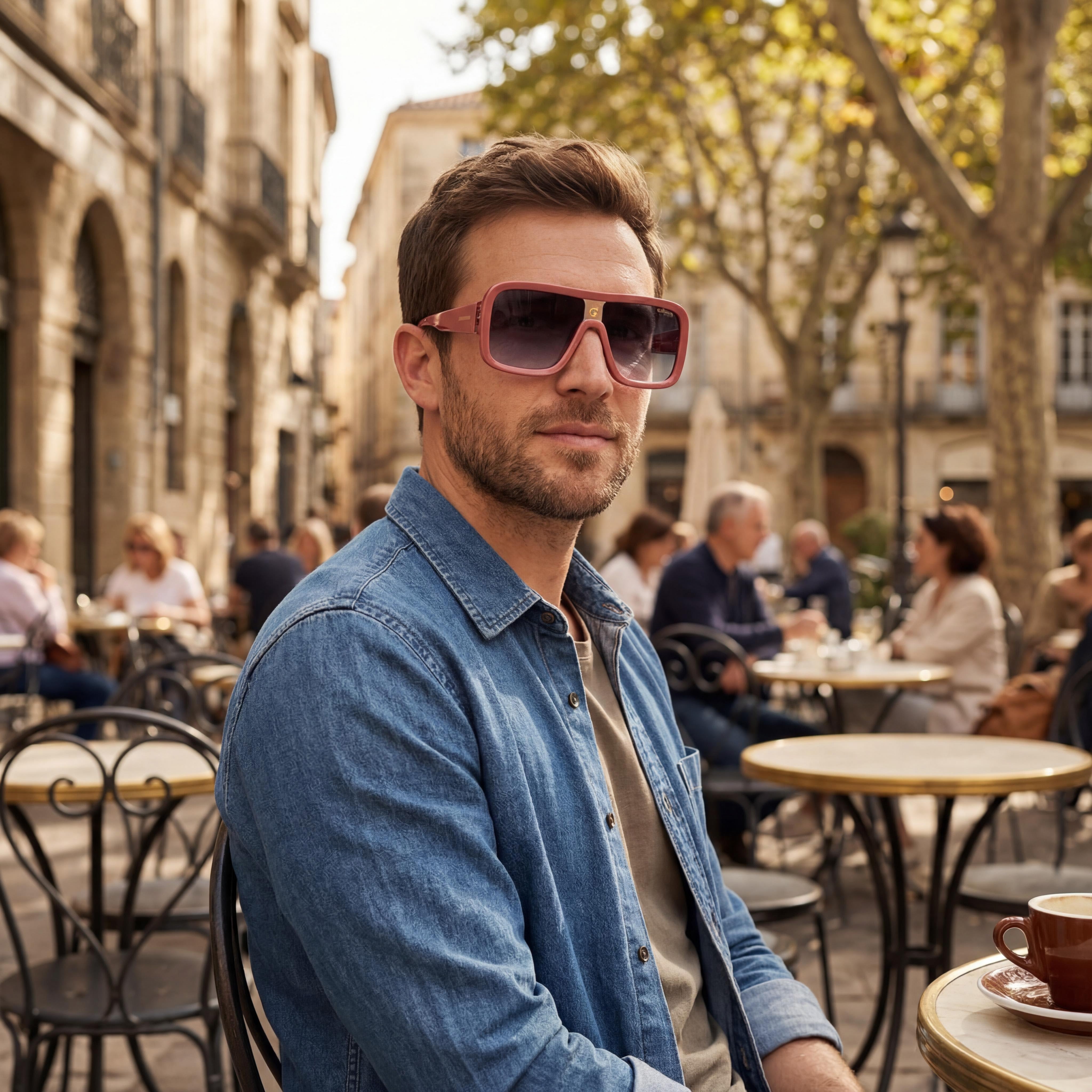 Gafas de sol Carrera Flaglab 14 para hombre, acetato, rosa, beige, gris oscuro, sombreado, policarbonato, no polarizadas, protección UV, 62 mm, Photo 6