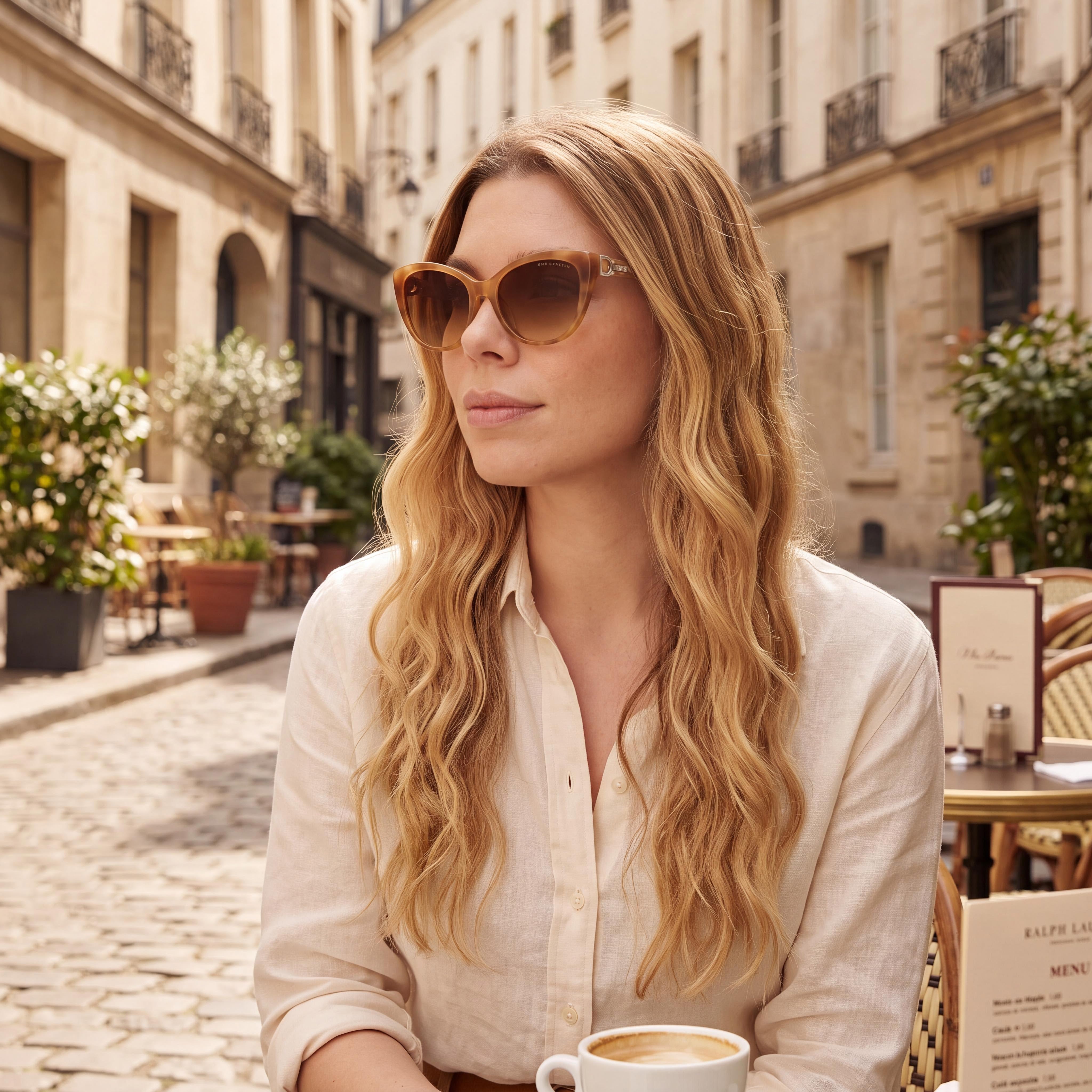 Gafas de sol clásicas de mujer Ralph Lauren con montura de material compuesto multicolor y lentes de cristal multicolor, Photo 5