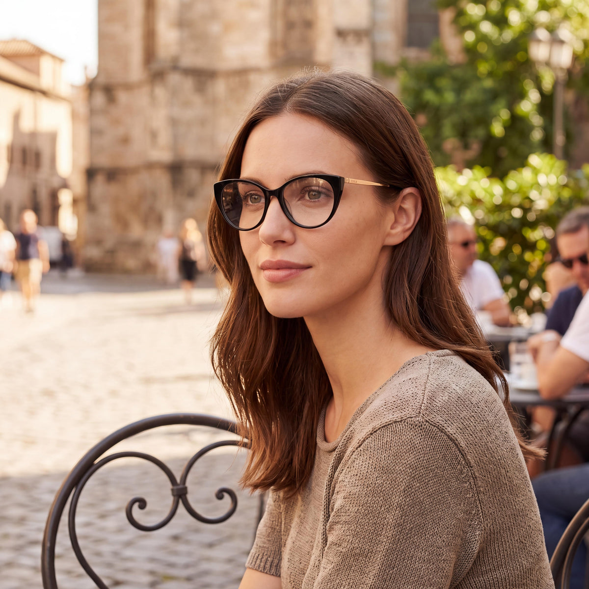 Gafas Ópticas Casuales de Acetato para Mujer Furla VFU722 con Montura Negra Brillante y Cristales Transparentes 53mm, Photo 3