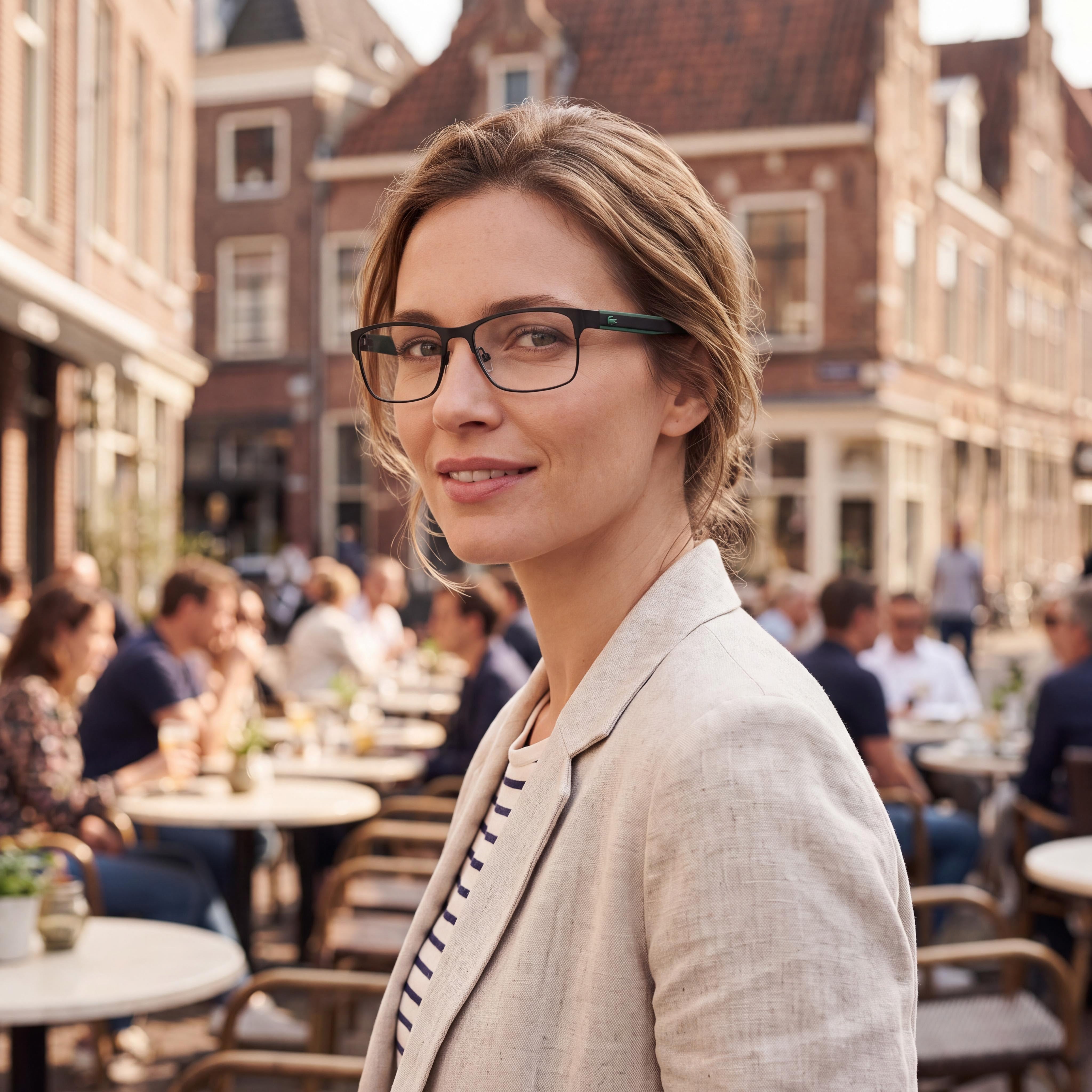 Lacoste Modern Eyeglasses for Unisex with Matte Black Metallo Frame and Matte Black Polycarbonate Lenses 55mm, Photo 3