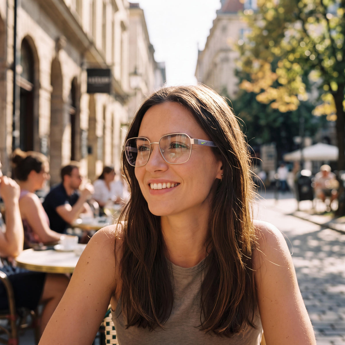 Nike 8155 Women's Modern Eyewear with Metal Frame, Polycarbonate Lenses, Satin Silver Finish, 53mm Lens Width, Photo 4