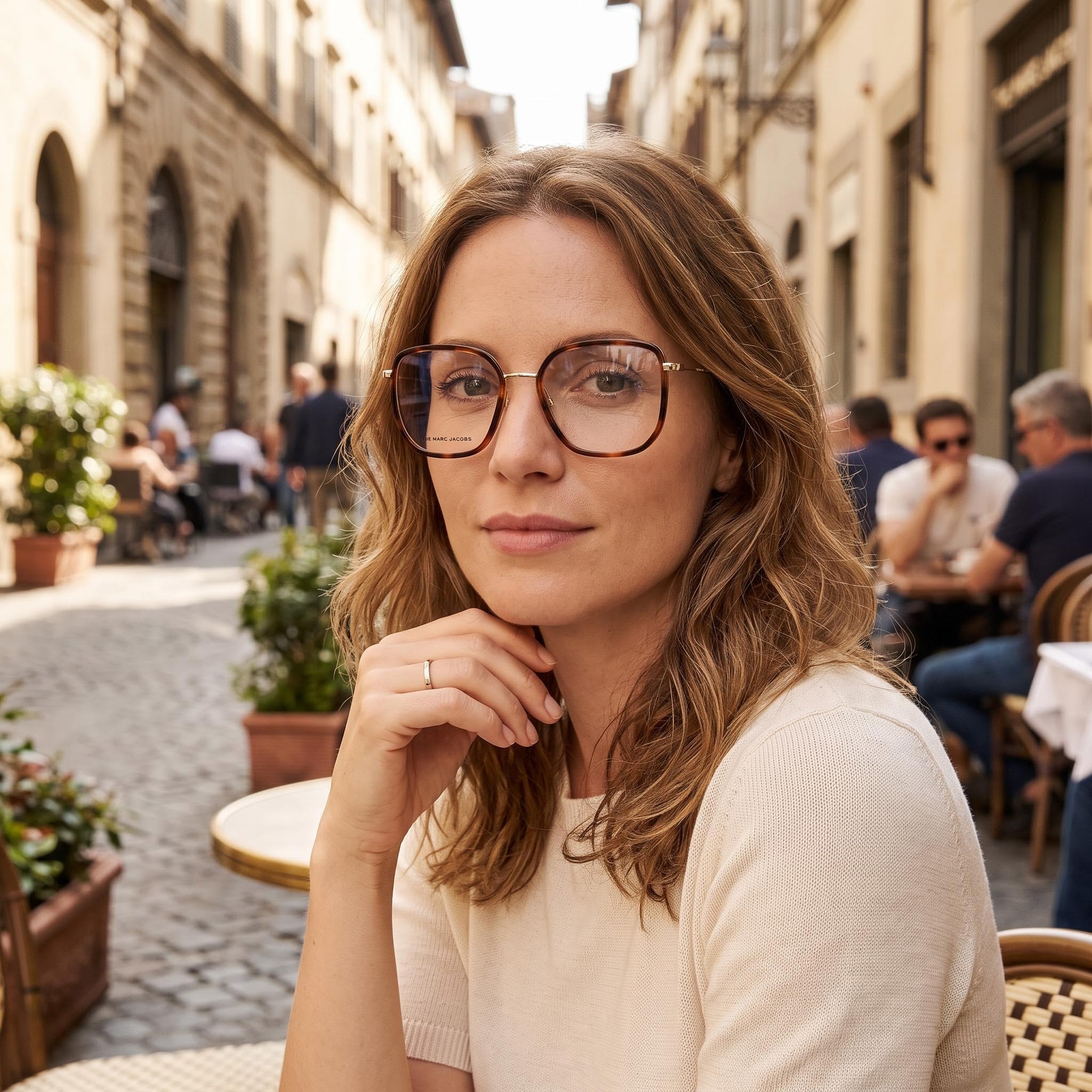 Montura de gafas ópticas para mujer Marc Jacobs Marc 537, fabricadas en acero aleado en color Habana, 53 mm, Photo 5